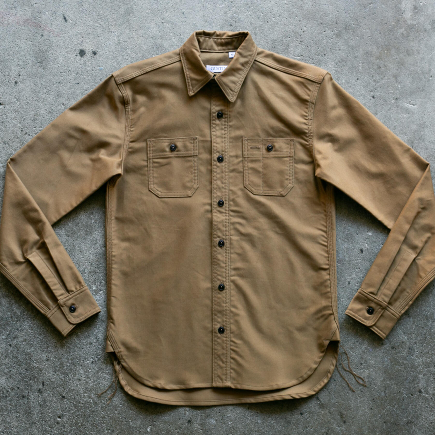 gustin #116 egyptian giza moleskin workshirt - gold khaki