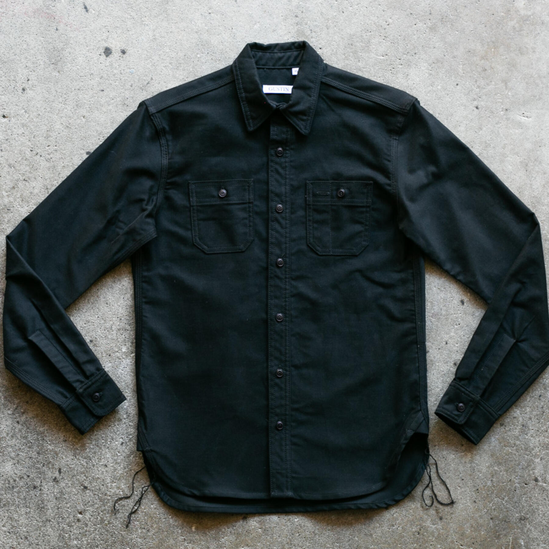 gustin #115 egyptian giza moleskin workshirt - jet black
