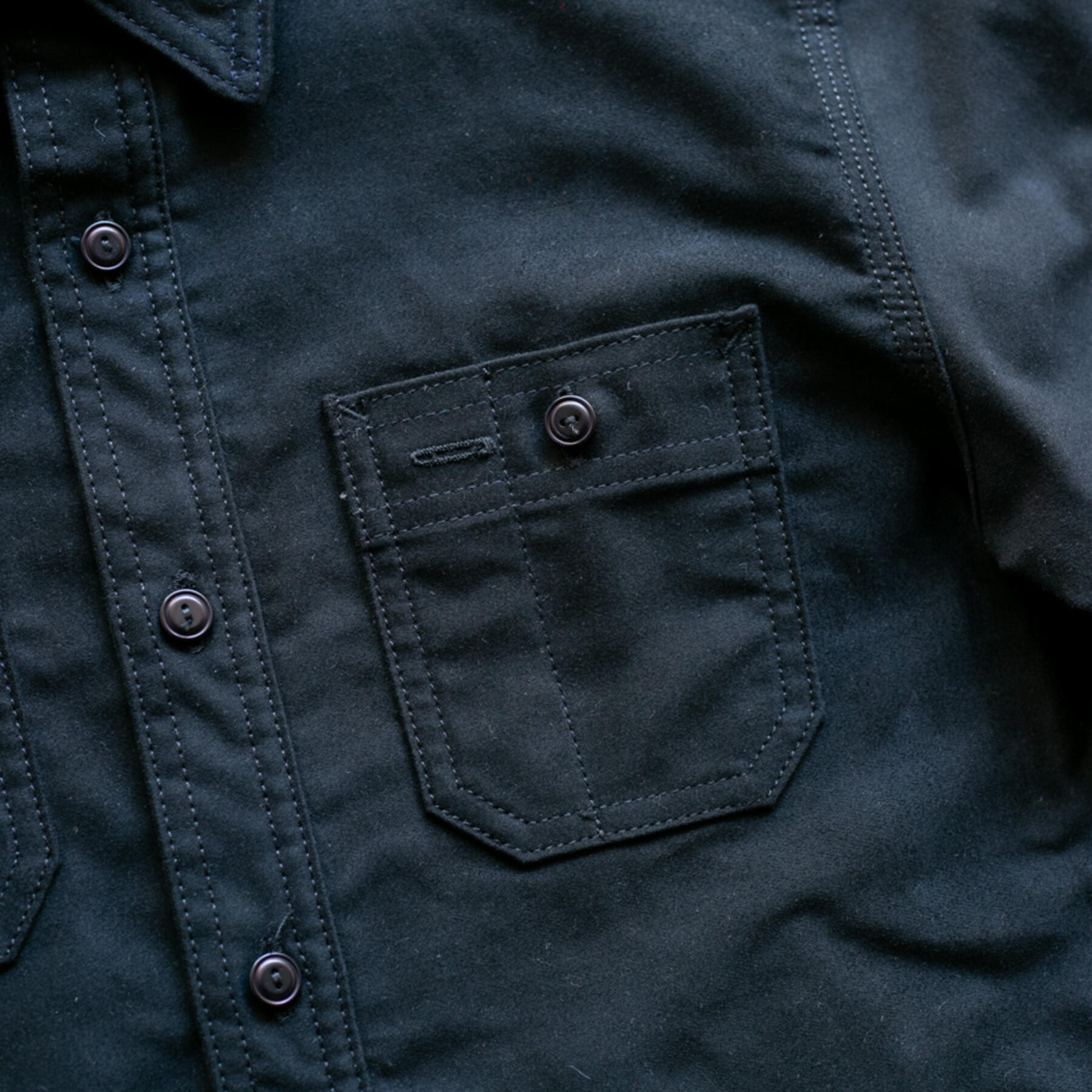 gustin #115 egyptian giza moleskin workshirt - jet black