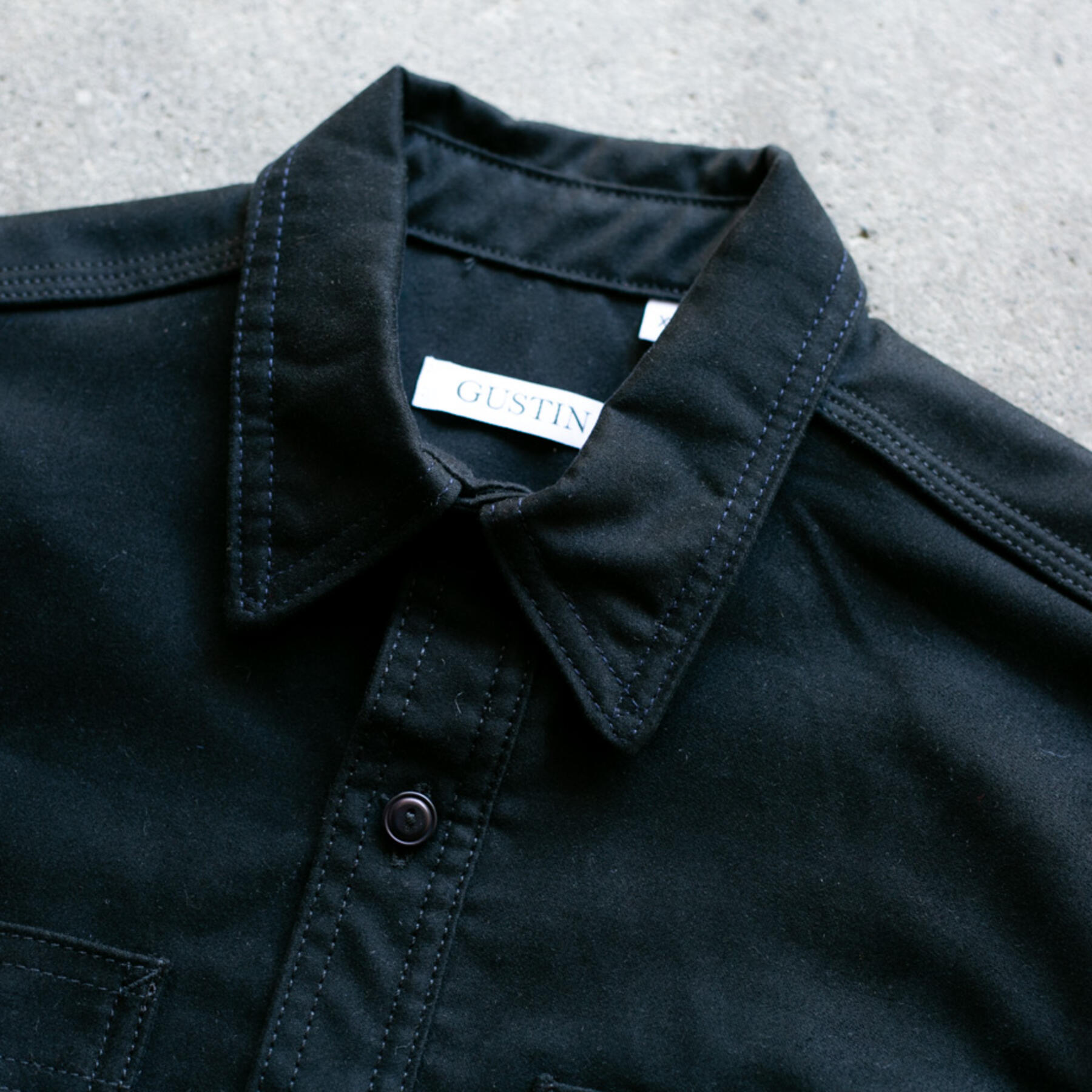 gustin #115 egyptian giza moleskin workshirt - jet black