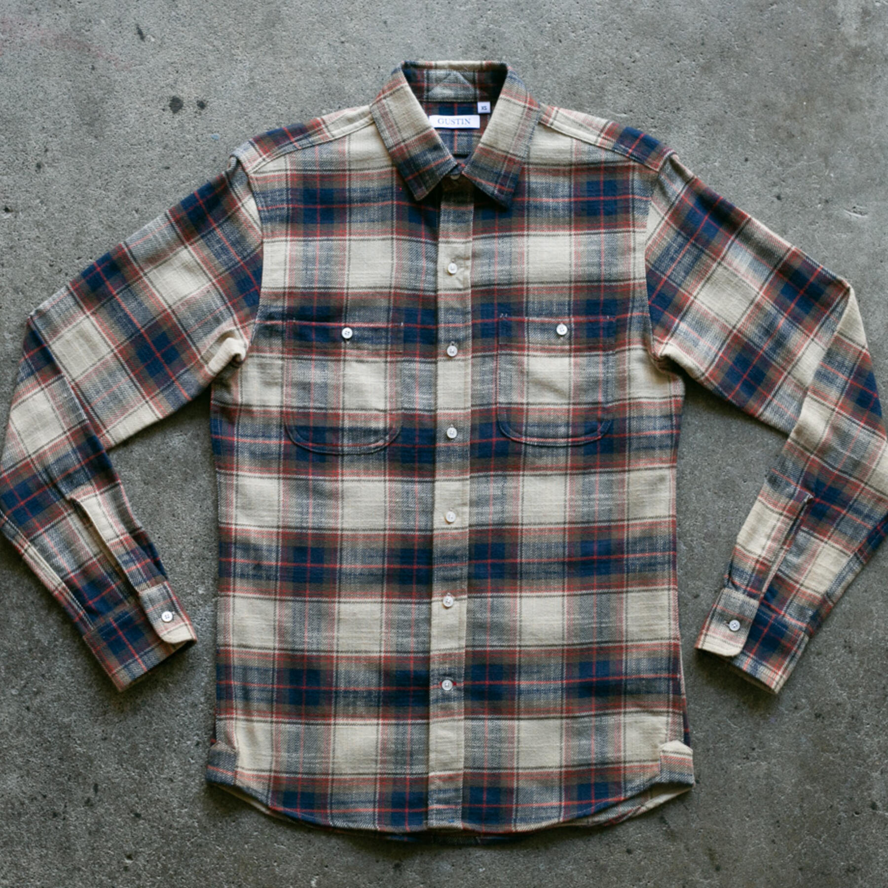 gustin #929 rustic slub plaid - coffee cream
