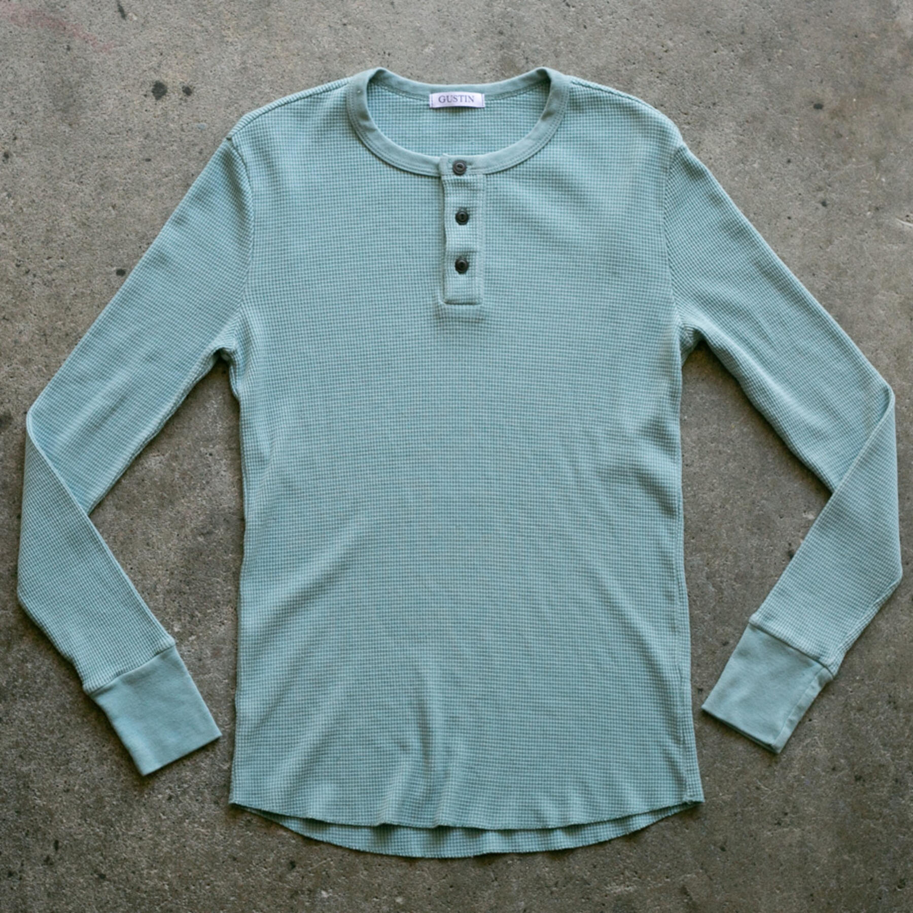 gustin waffle henley - ocean mist