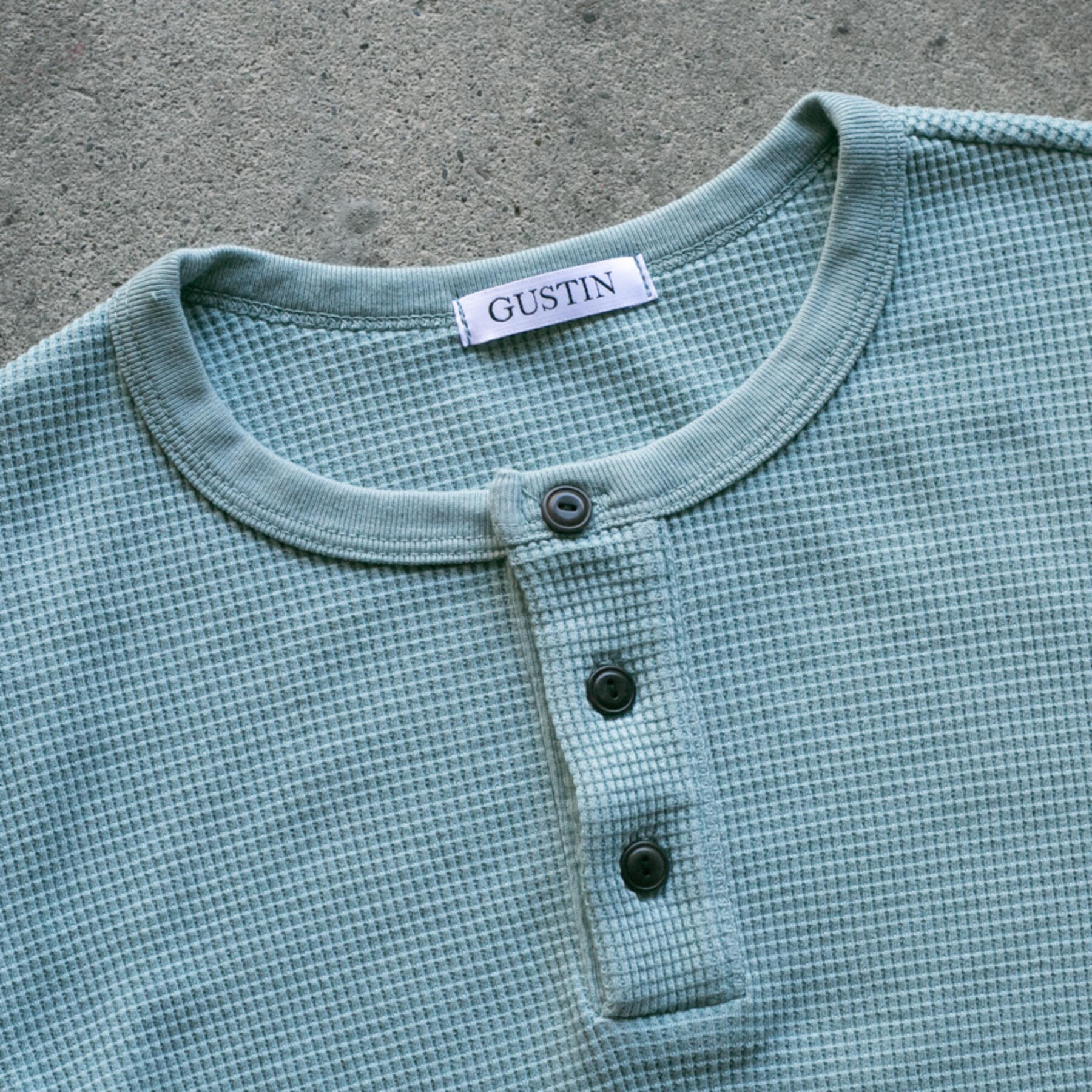 gustin waffle henley - ocean mist