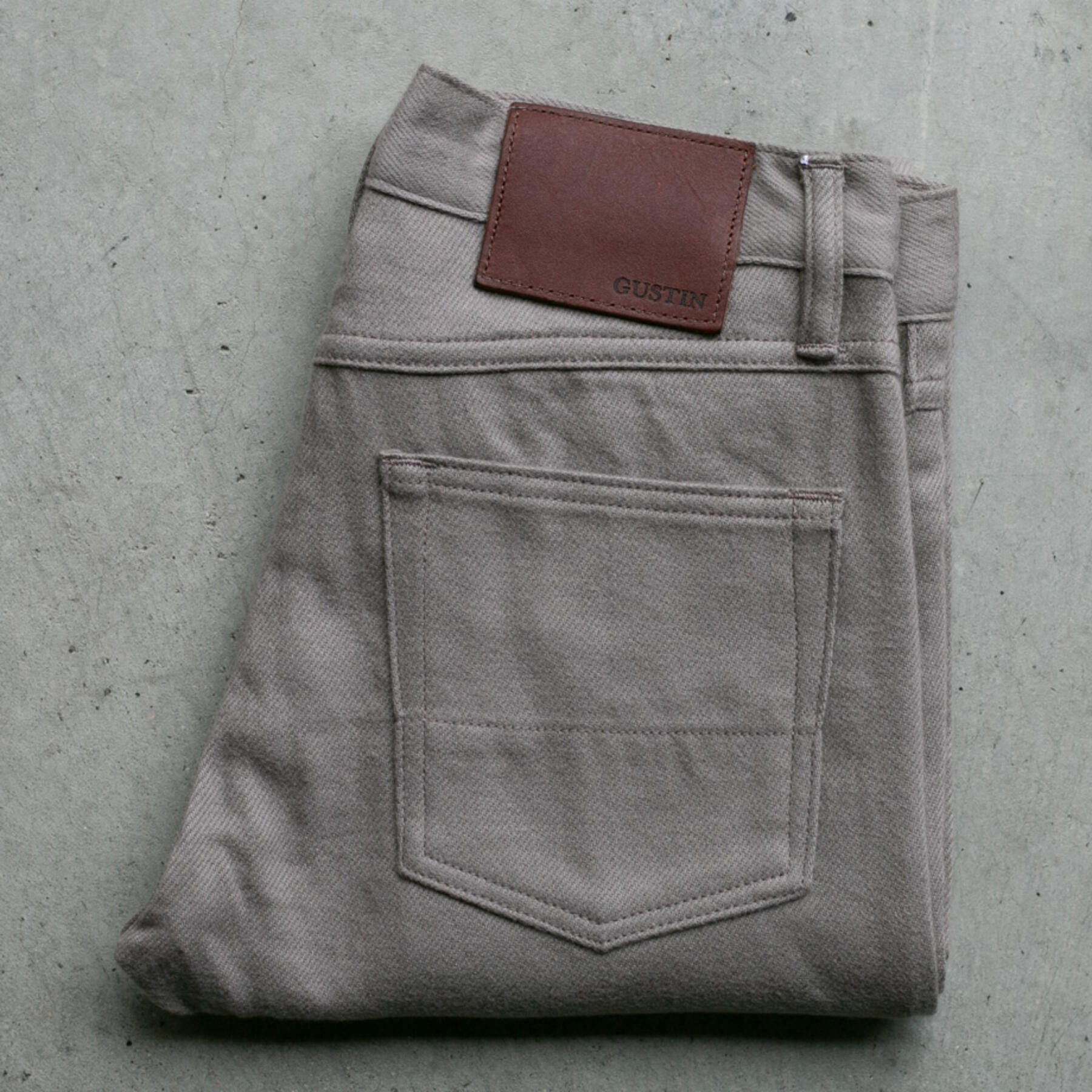 gustin #187 organic double brushed 5 pocket - putty