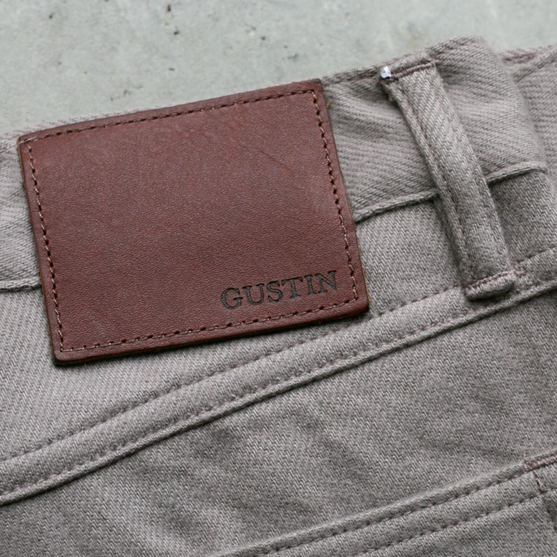 gustin #187 organic double brushed 5 pocket - putty