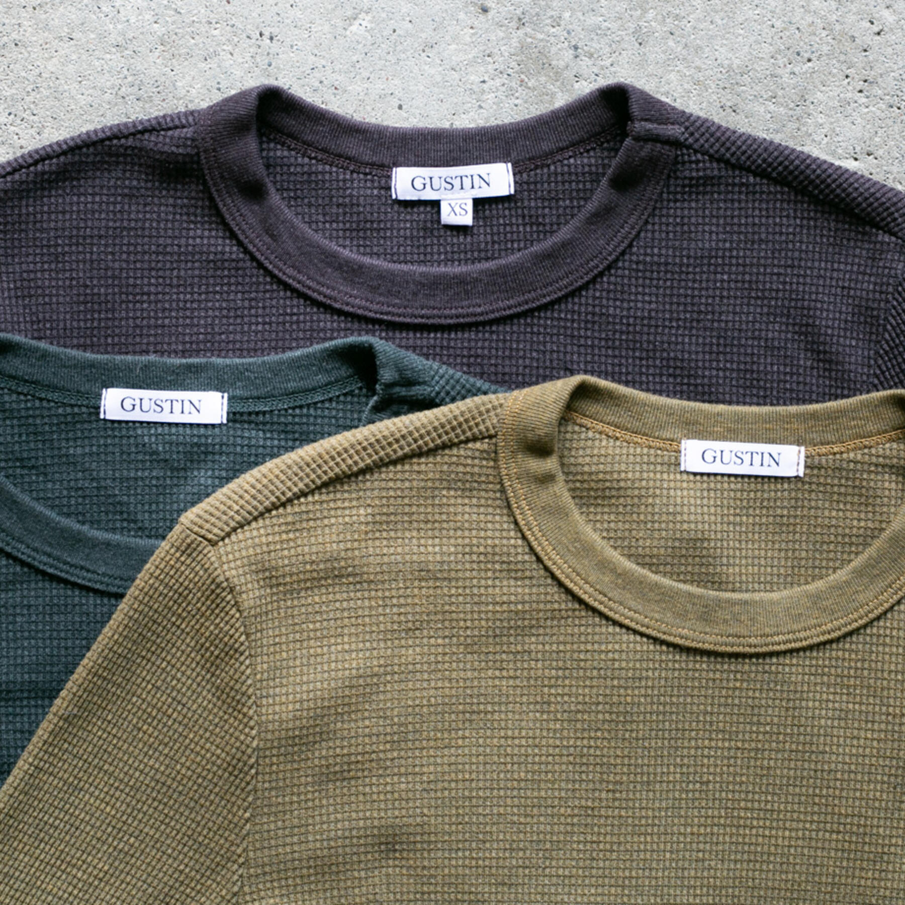 gustin waffle crewneck 3 pack - forest collection
