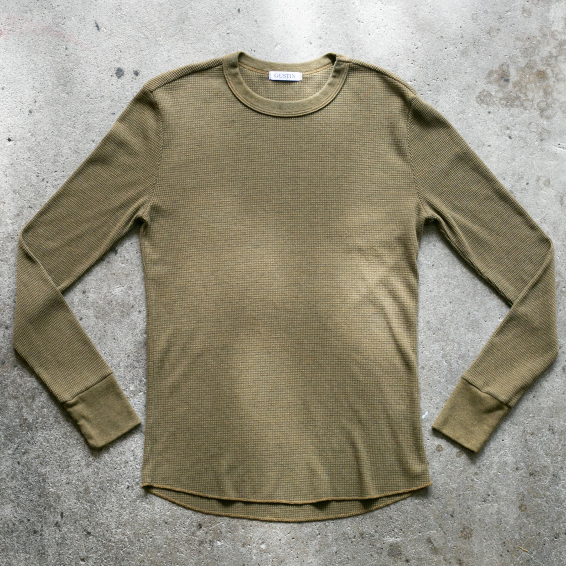 gustin waffle crewneck - moss