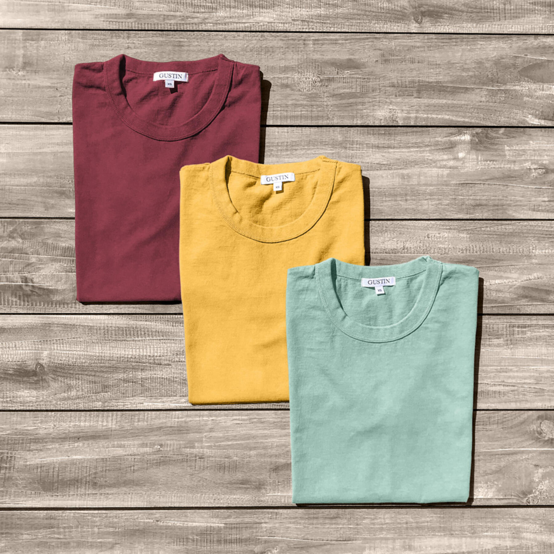 gustin heavyweight pigment dye t-shirt retro vivid pack