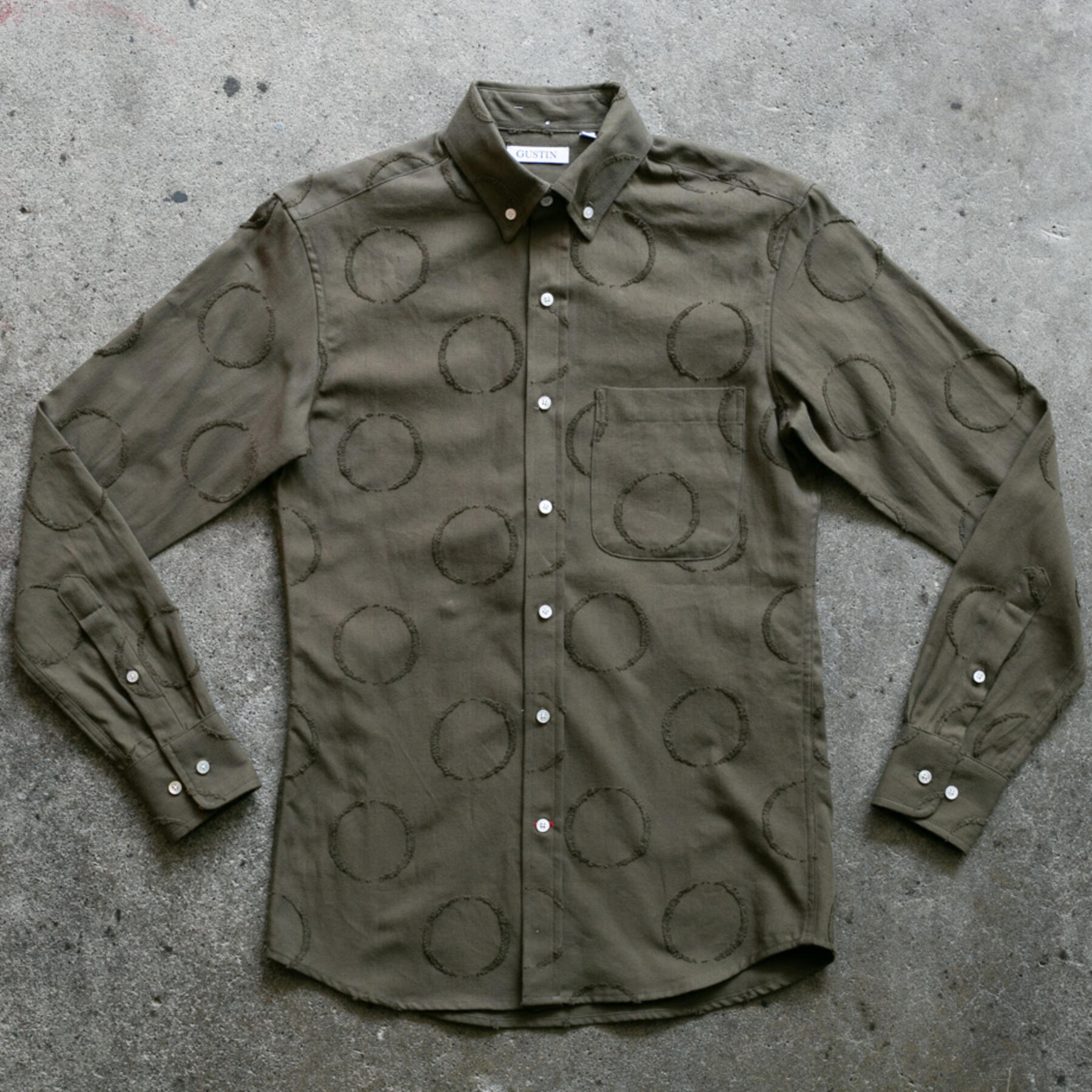 gustin #514 tufted circle shirt - olive