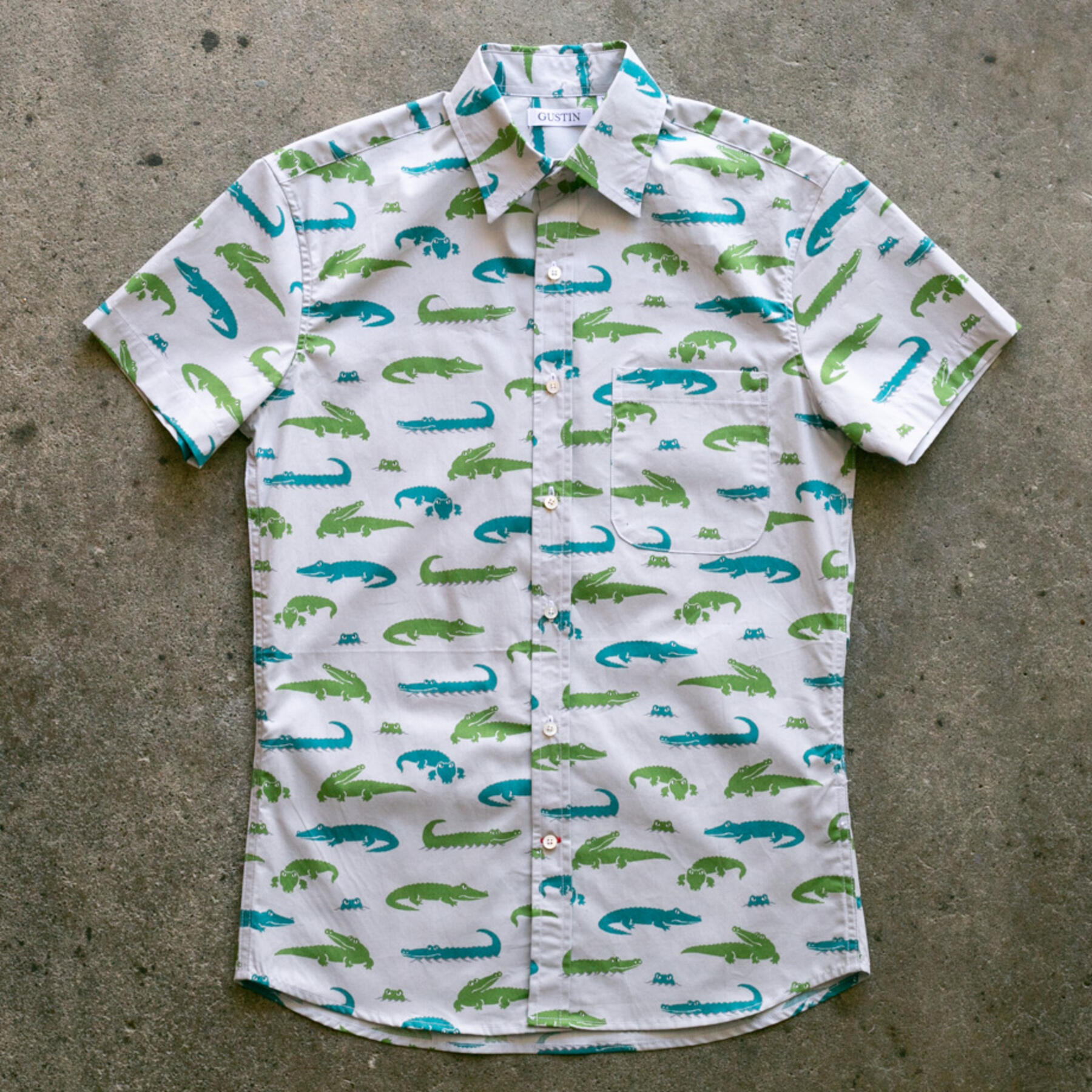 gustin #942 alligators short sleeve shirt - grey