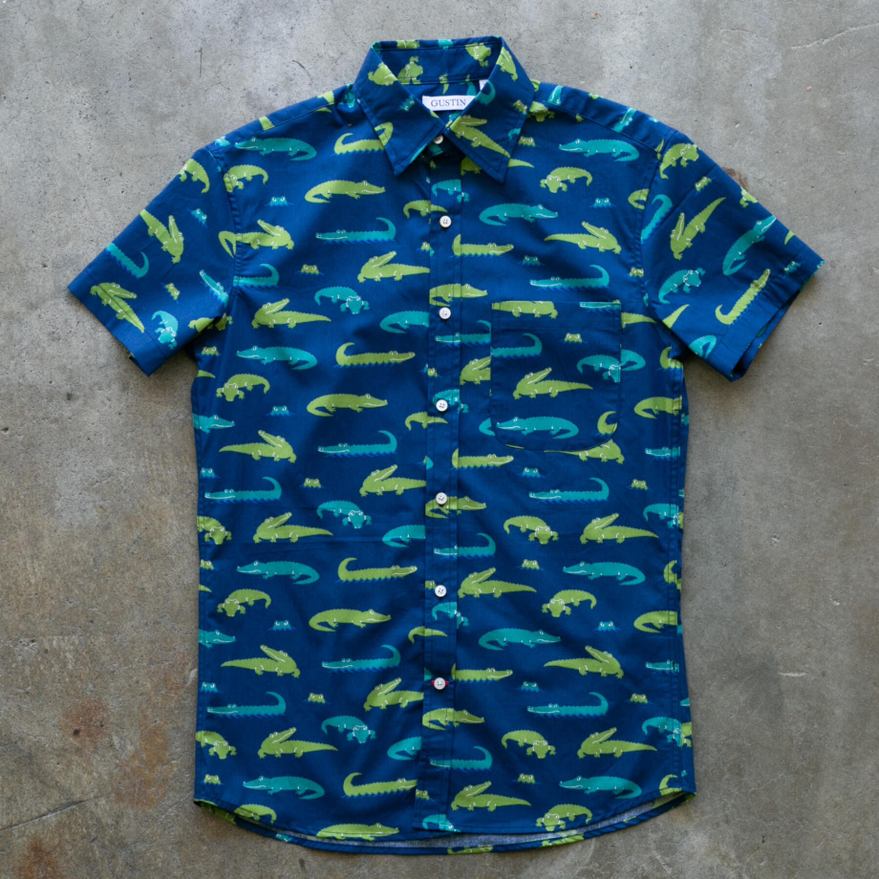 gustin #943 alligators short sleeve shirt - blue