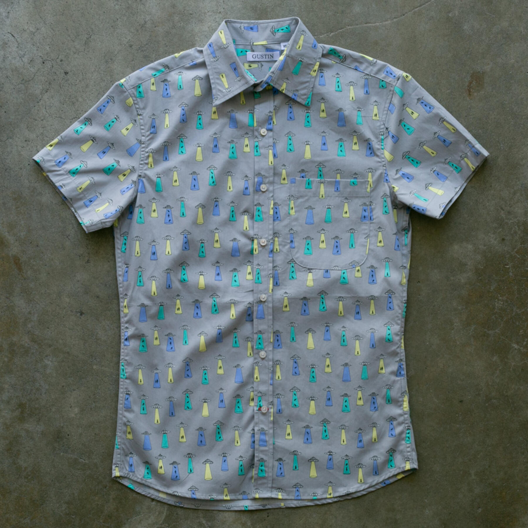 gustin #945 aliens short sleeve shirt - grey
