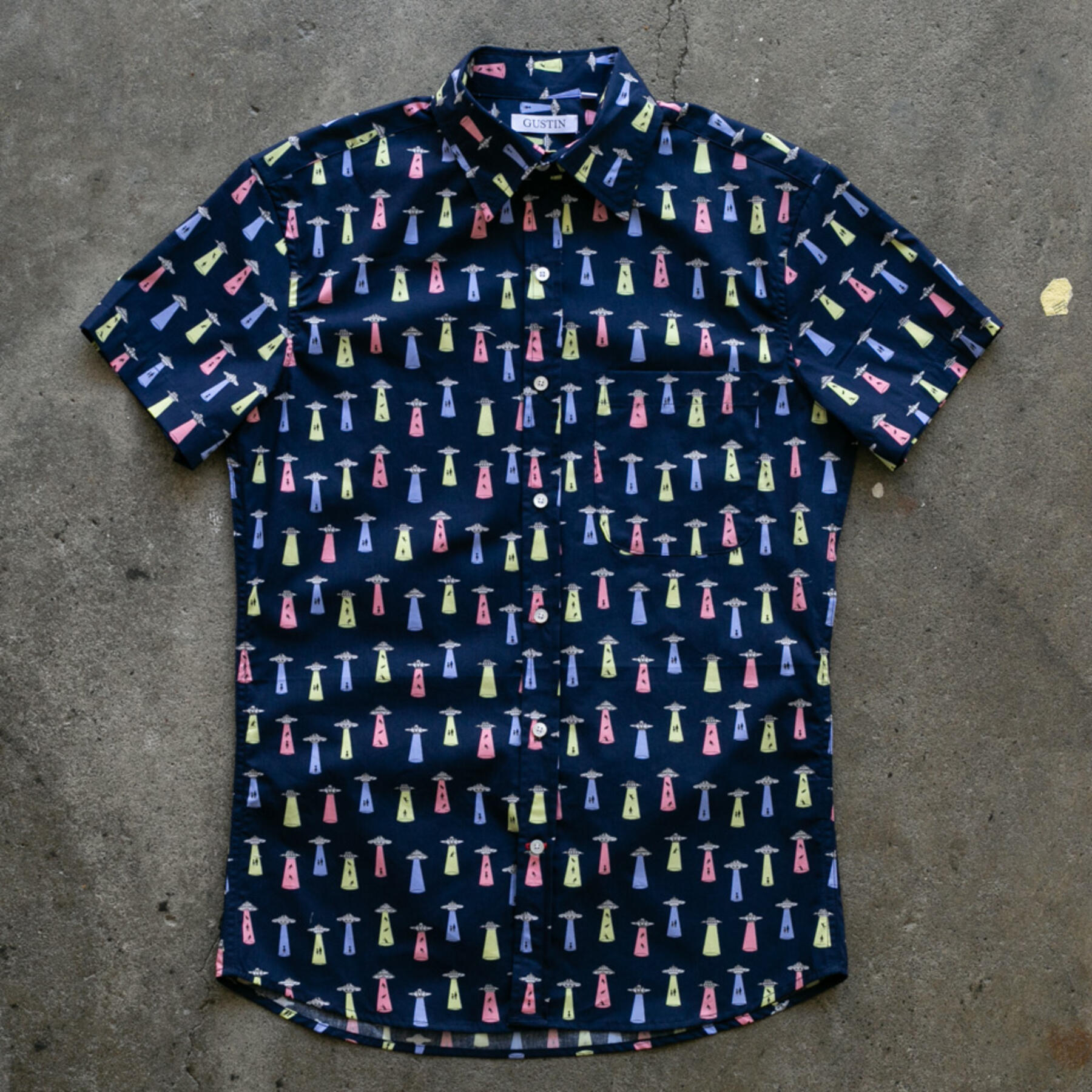 gustin #946 aliens short sleeve shirt - navy