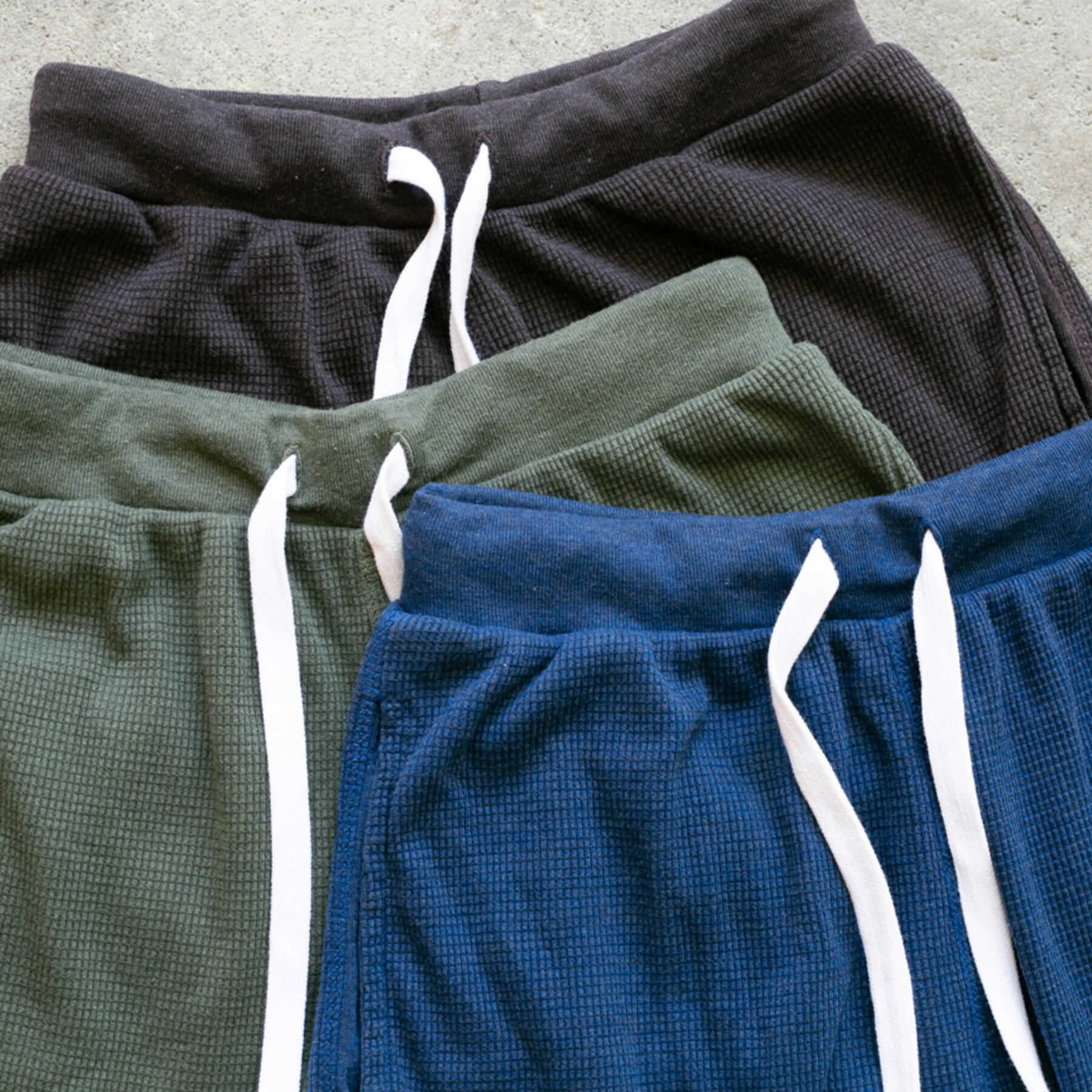 gustin waffle sweatshorts 3 pack (oxblood, royal, olive drab)