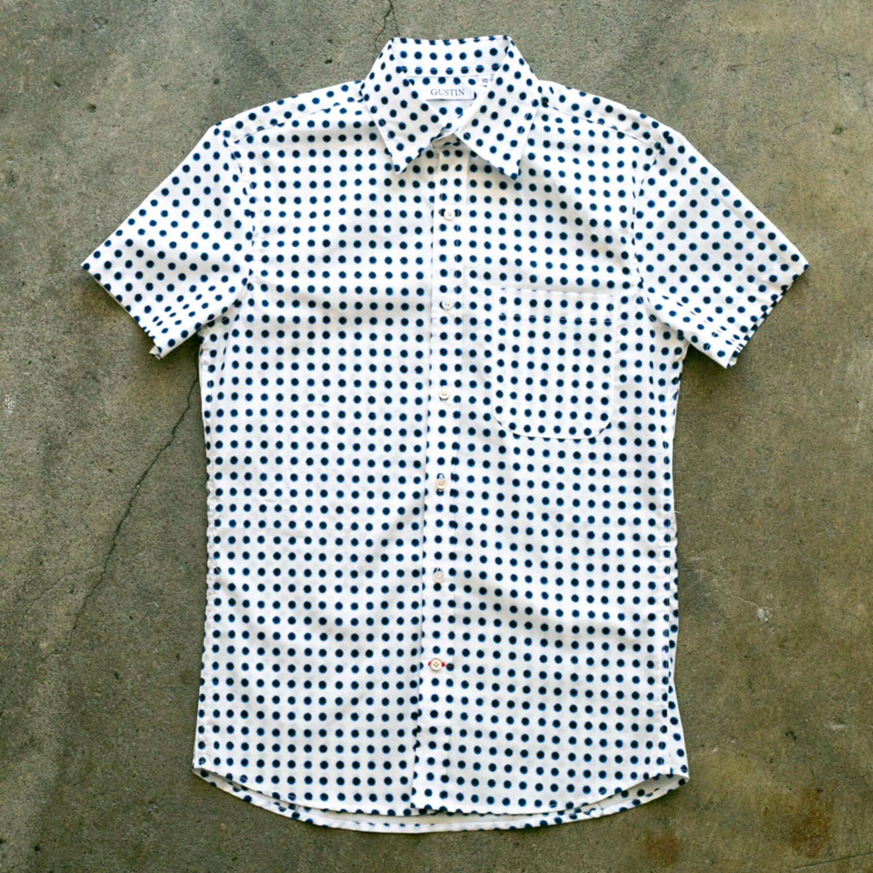 gustin #959 shibori dye dots short sleeve shirt - white