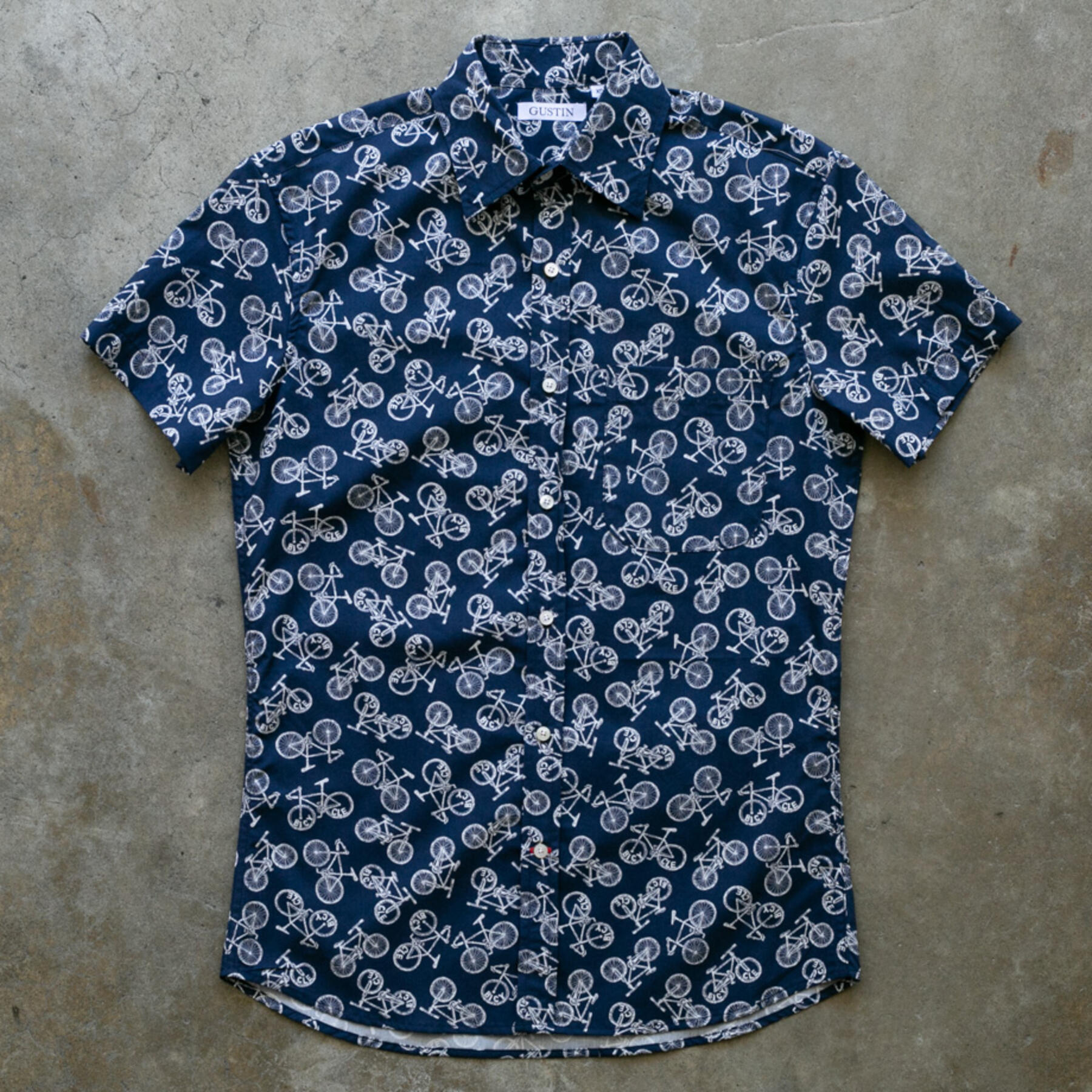 gustin #966 the bicycle short sleeve shirt - navy