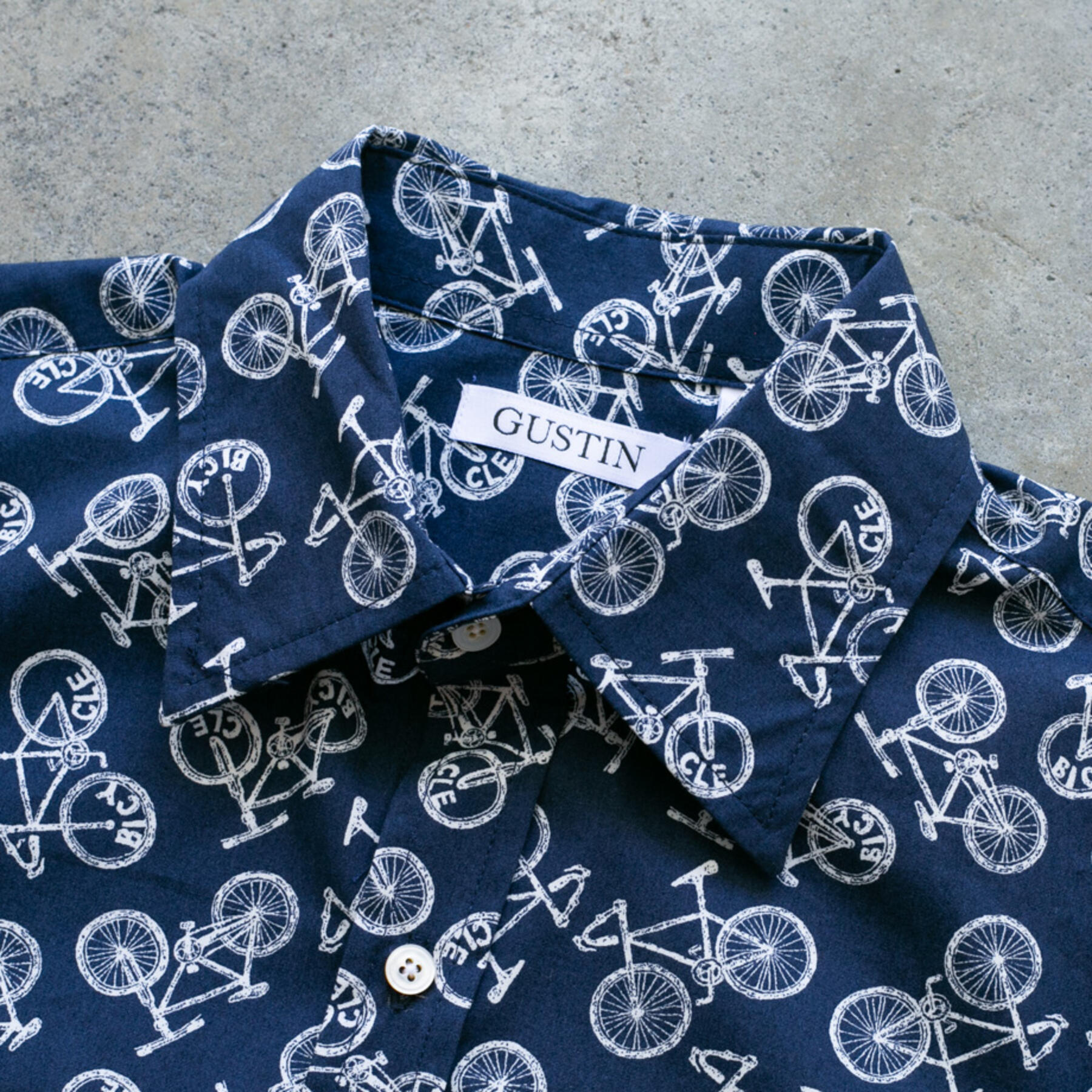 gustin #966 the bicycle short sleeve shirt - navy