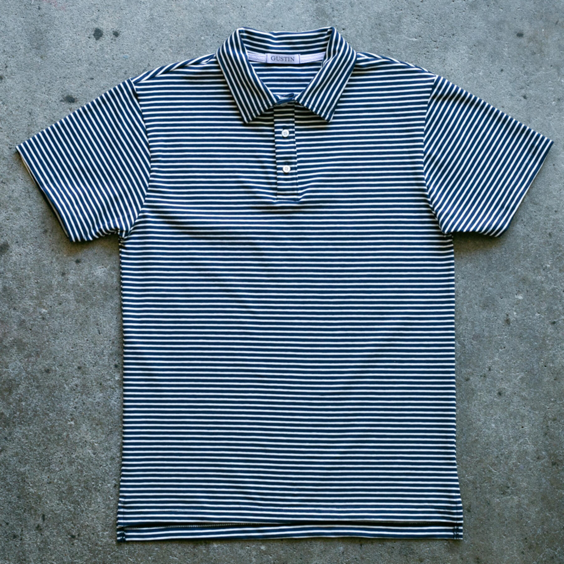 gustin nautical stripe polo - navyxwhite