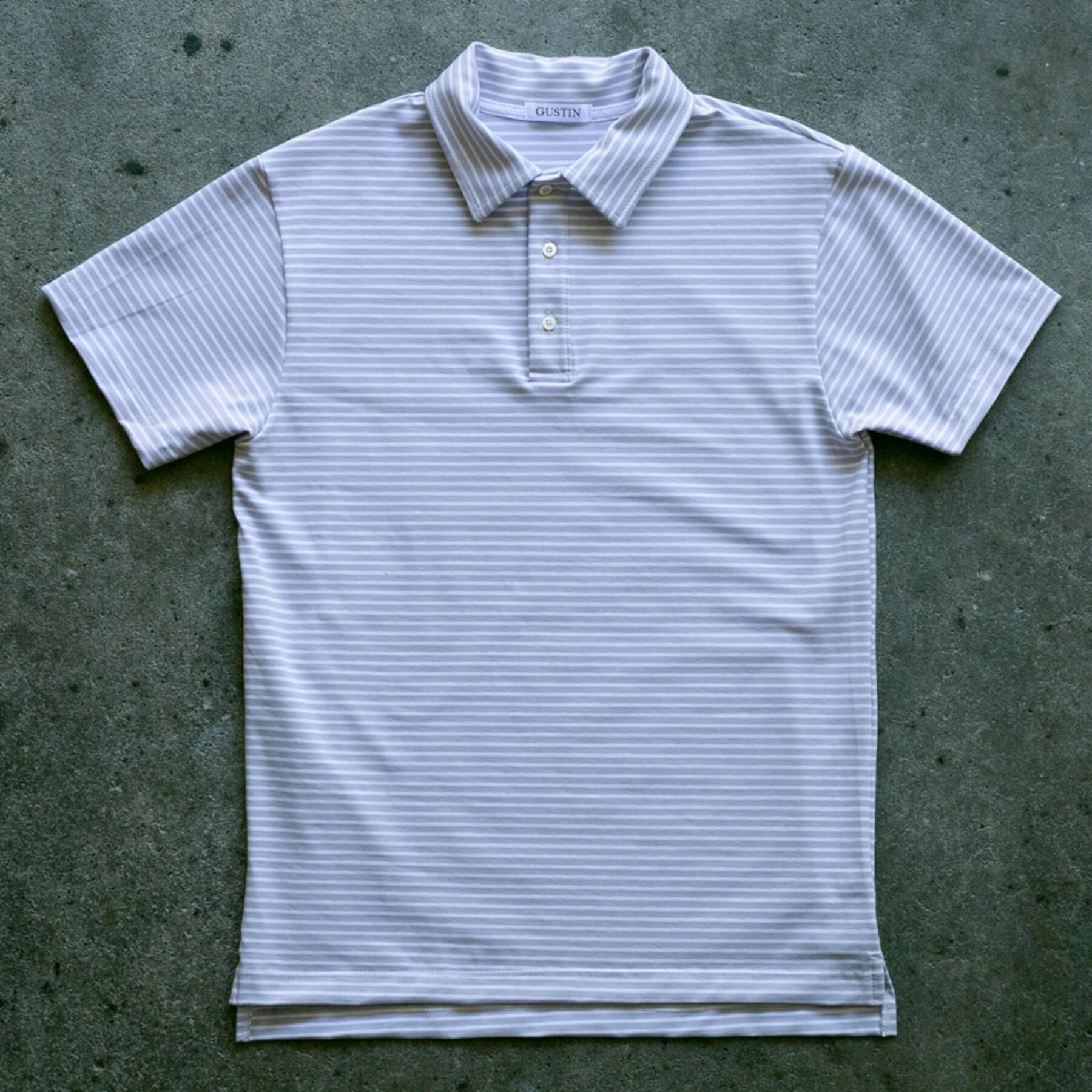 gustin nautical stripe polo - greyxwhite