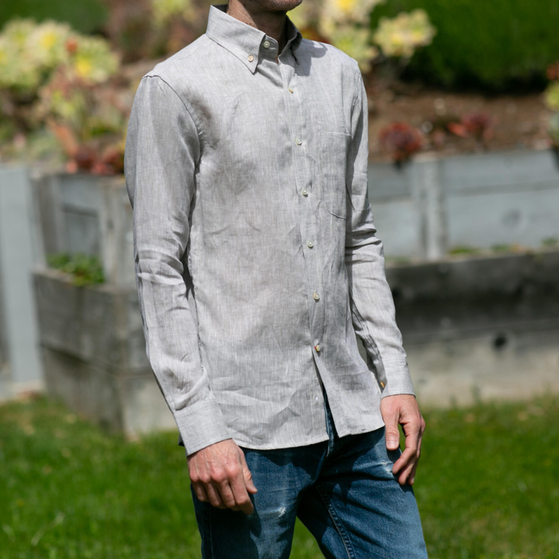 gustin #977 slub linen chambray - grey