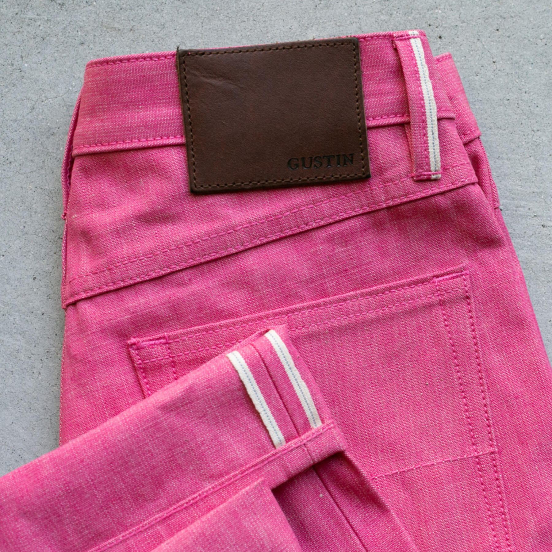 gustin #348 pink selvedge chambray