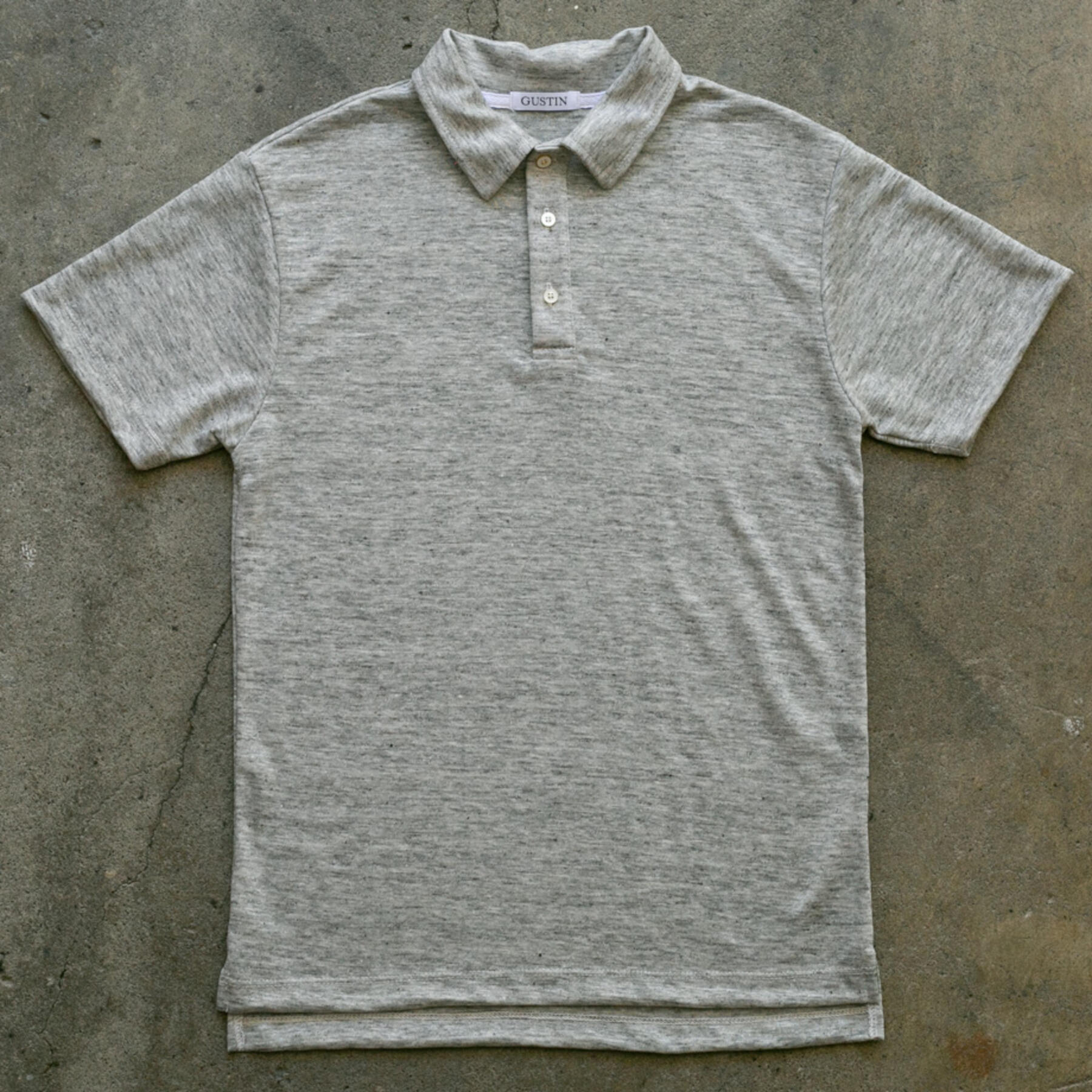 gustin japan pure linen jersey polo - heather oatmeal