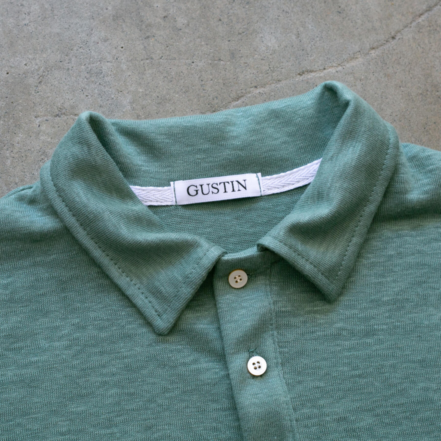 gustin japan pure linen jersey polo - heather teal