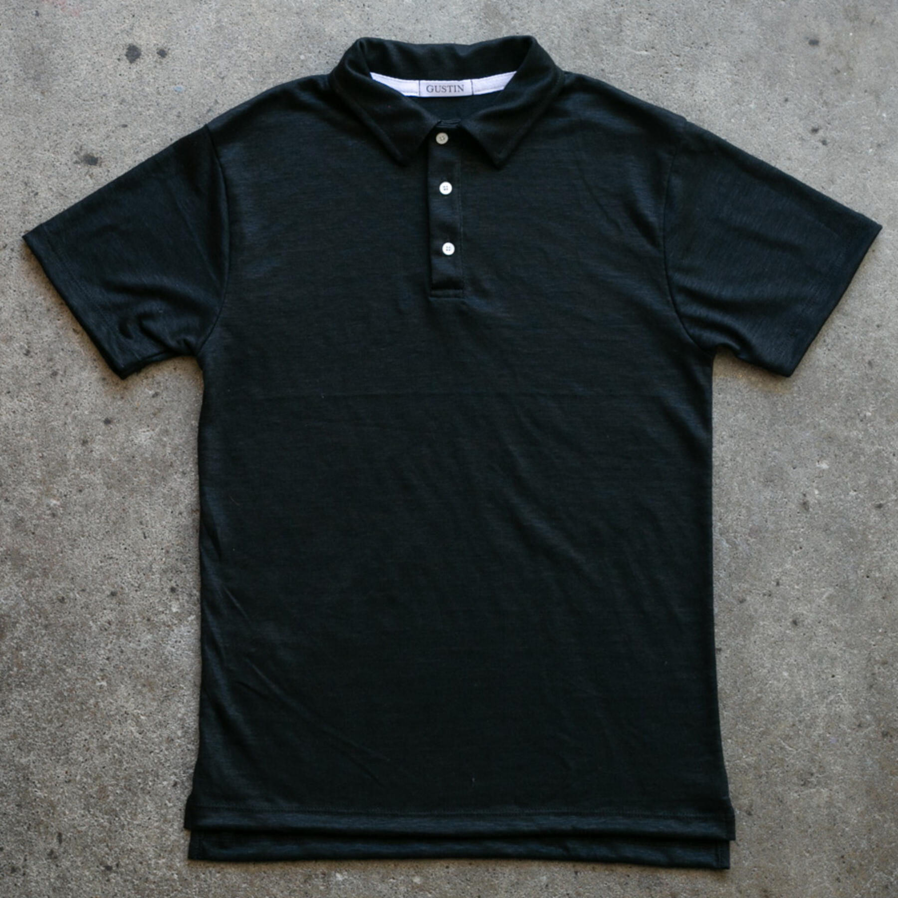gustin japan pure linen jersey polo - heather black