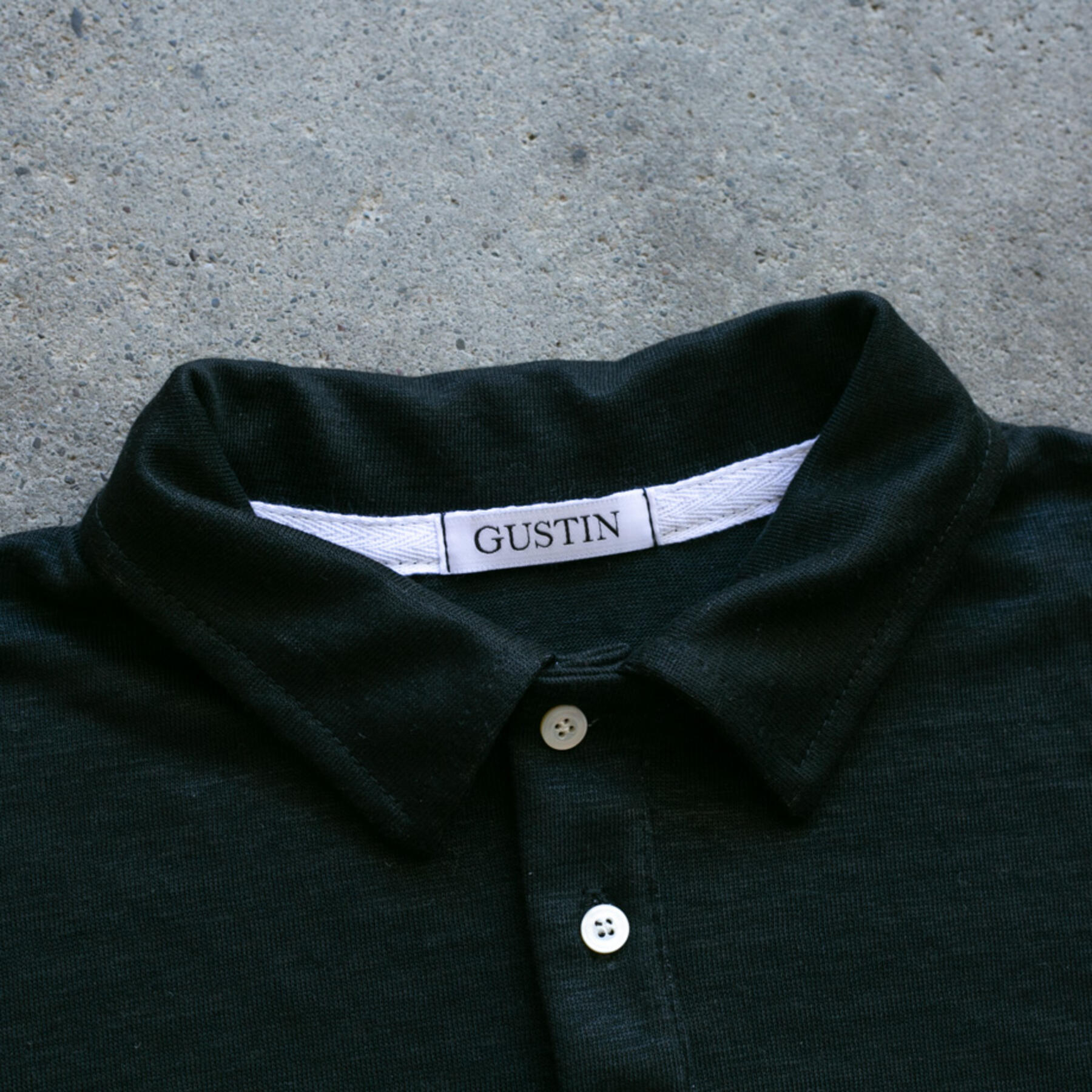 gustin japan pure linen jersey polo - heather black