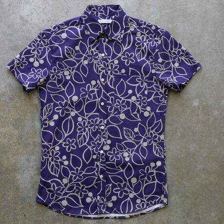 gustin #986 floral canvas short sleeve shirt - indigo