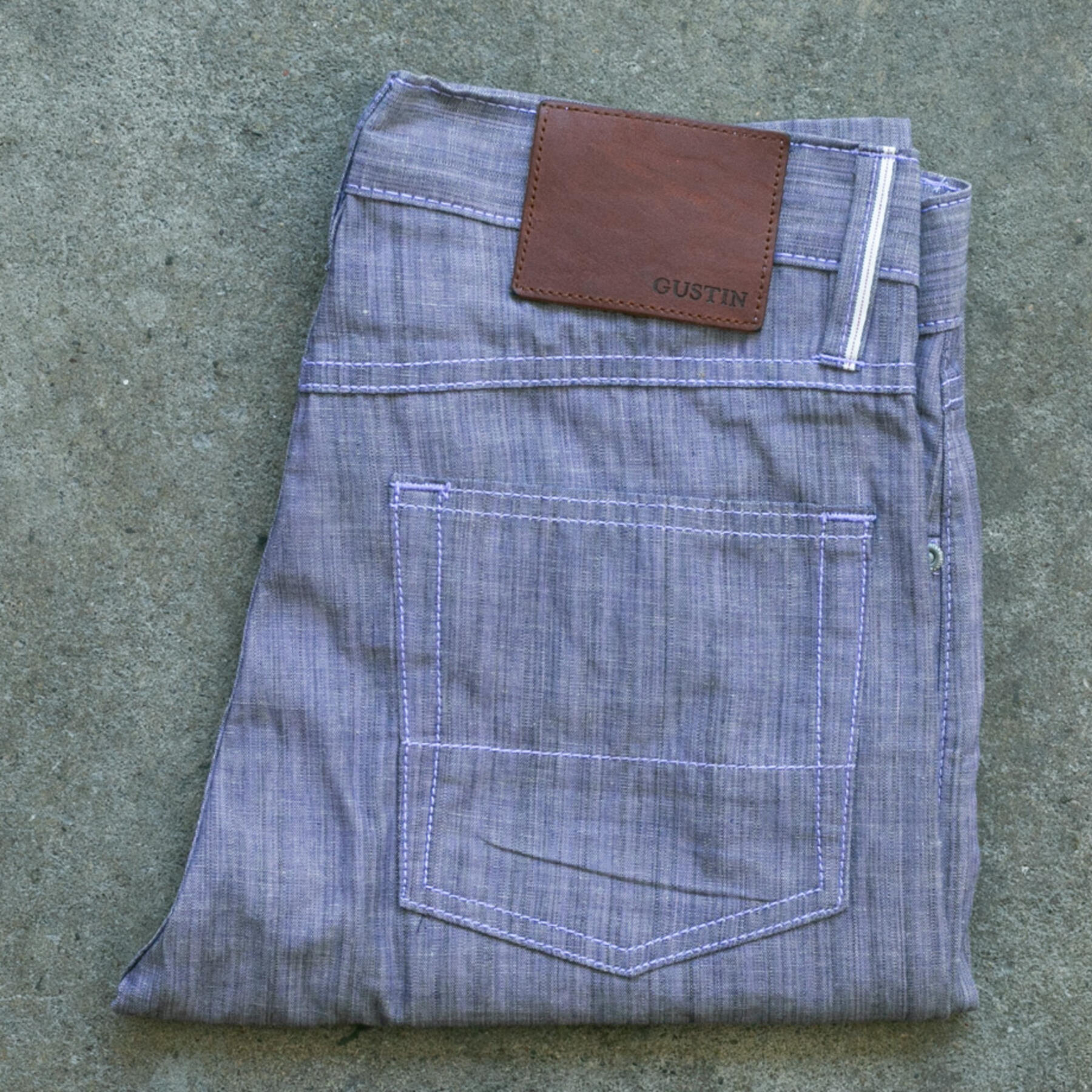 gustin #524 wood grain selvedge - indigo