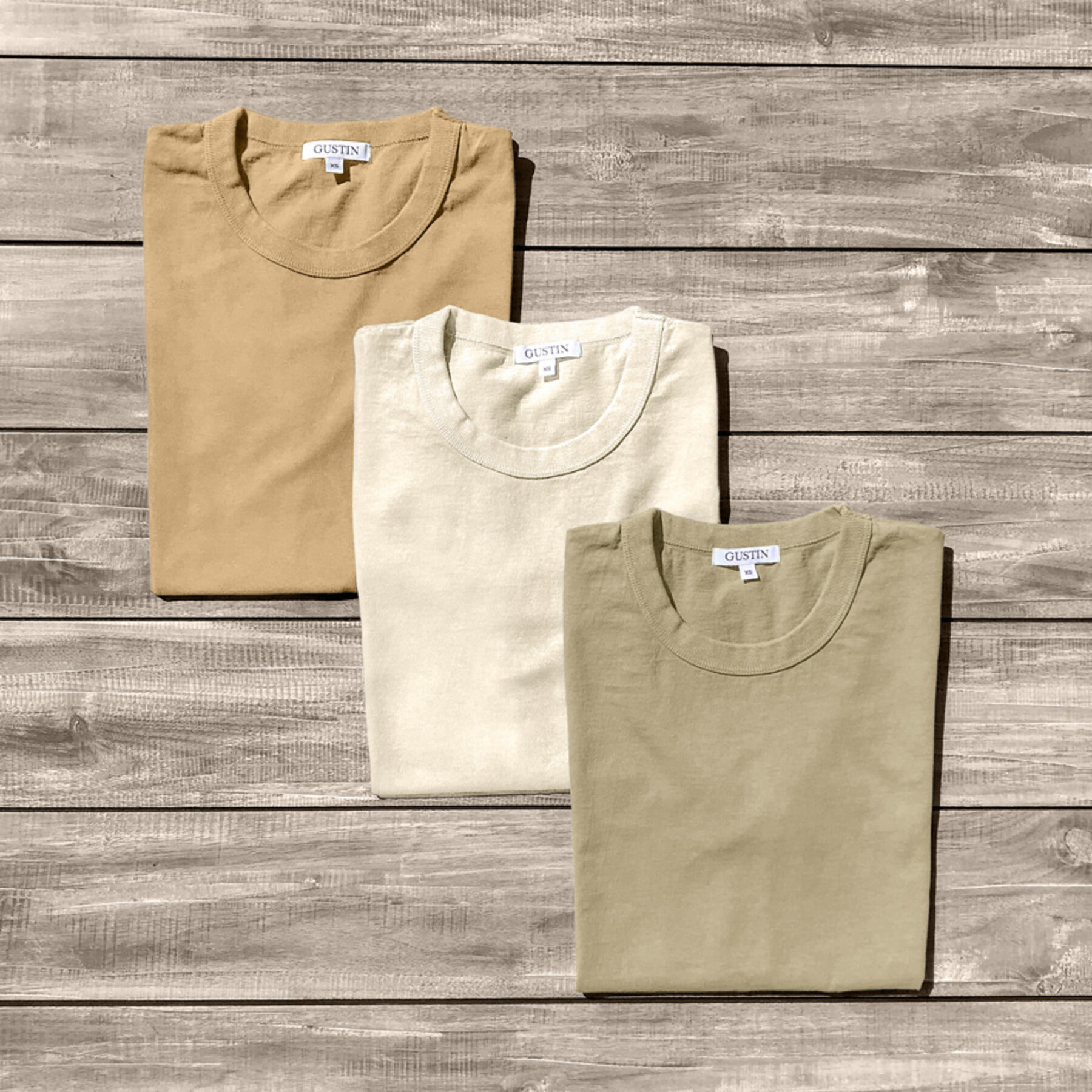 gustin heavyweight t-shirt khaki fade collection