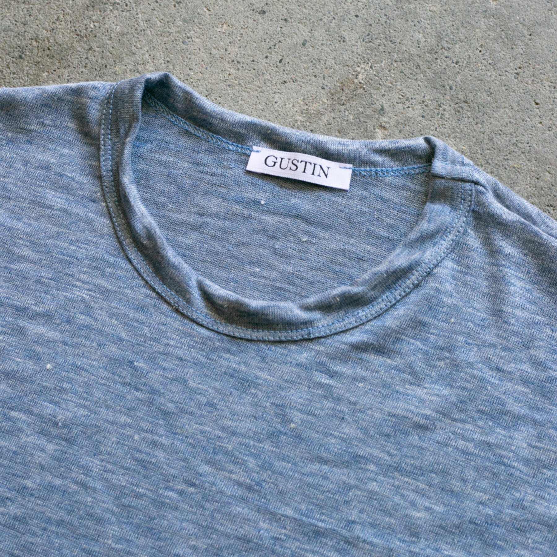 gustin japan pure linen t-shirt - heather blue