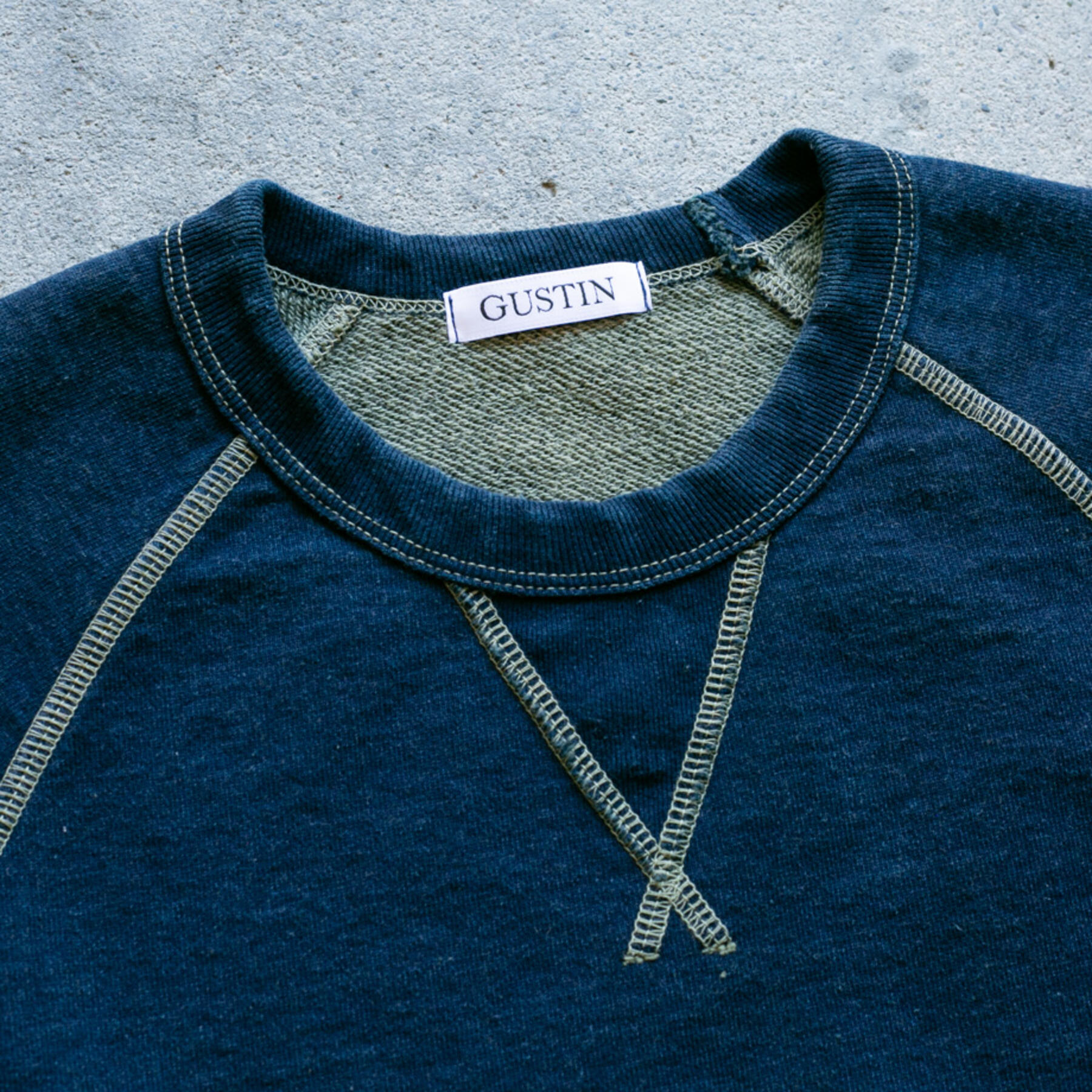gustin overdye indigo crewneck sweatshirt 2 pack