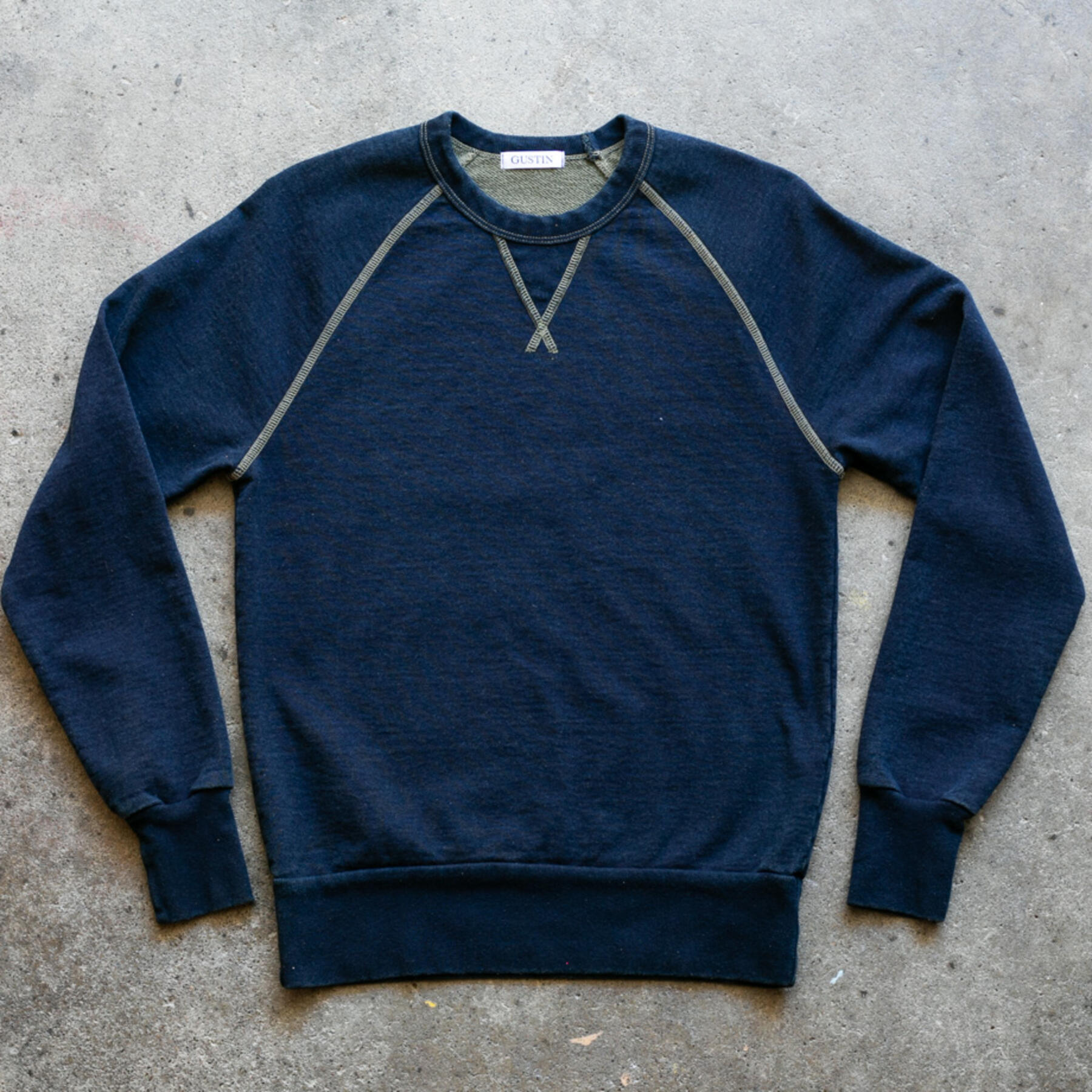 gustin overdye indigo crewneck sweatshirt 2 pack