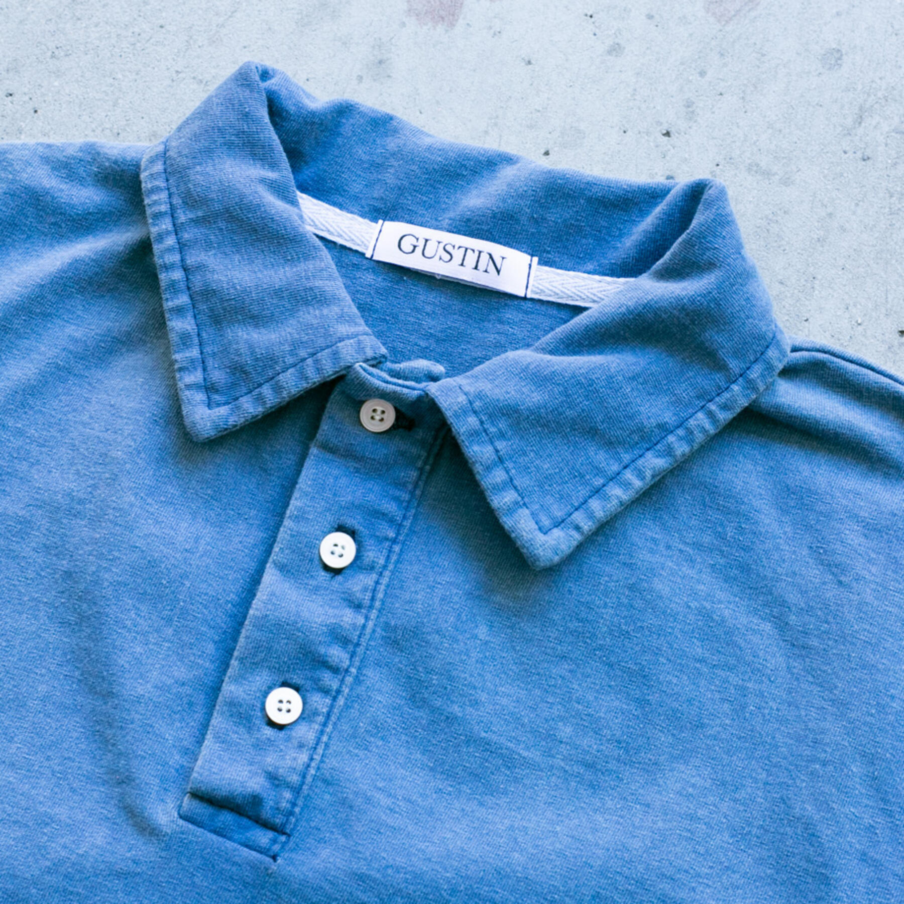 gustin indigo dye heavyweight jersey polo 3 pack