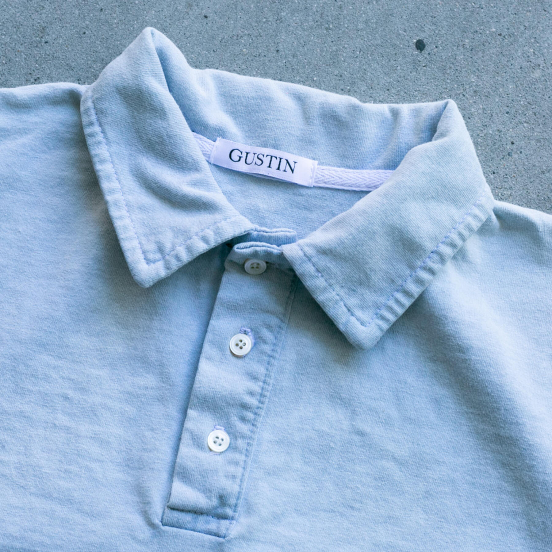 gustin indigo dye heavyweight jersey polo - sunblast indigo