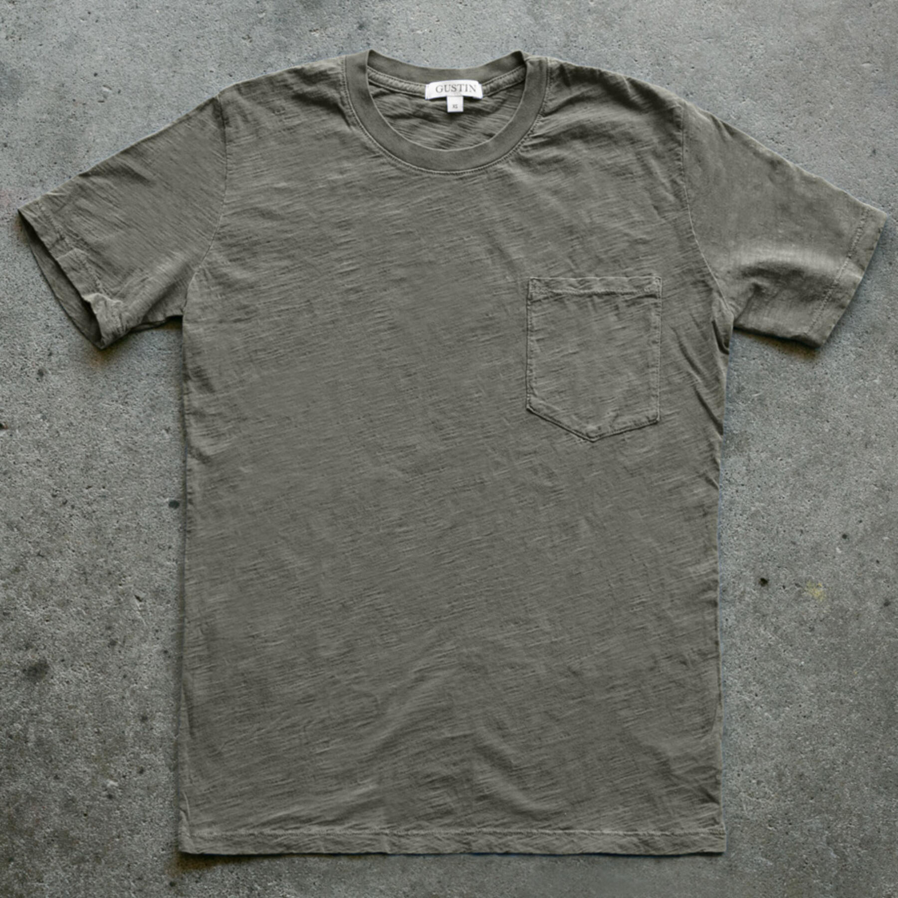 gustin slub pocket pigment dye t-shirt 2 pack (moss)