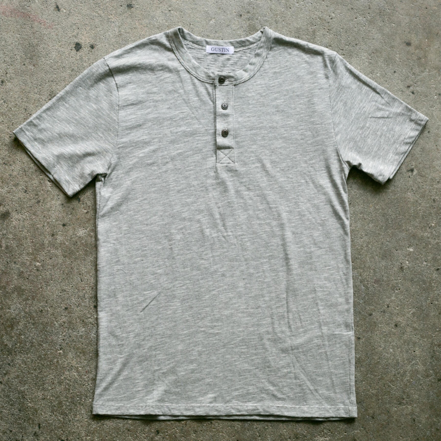 gustin short sleeve henley - thin stripe