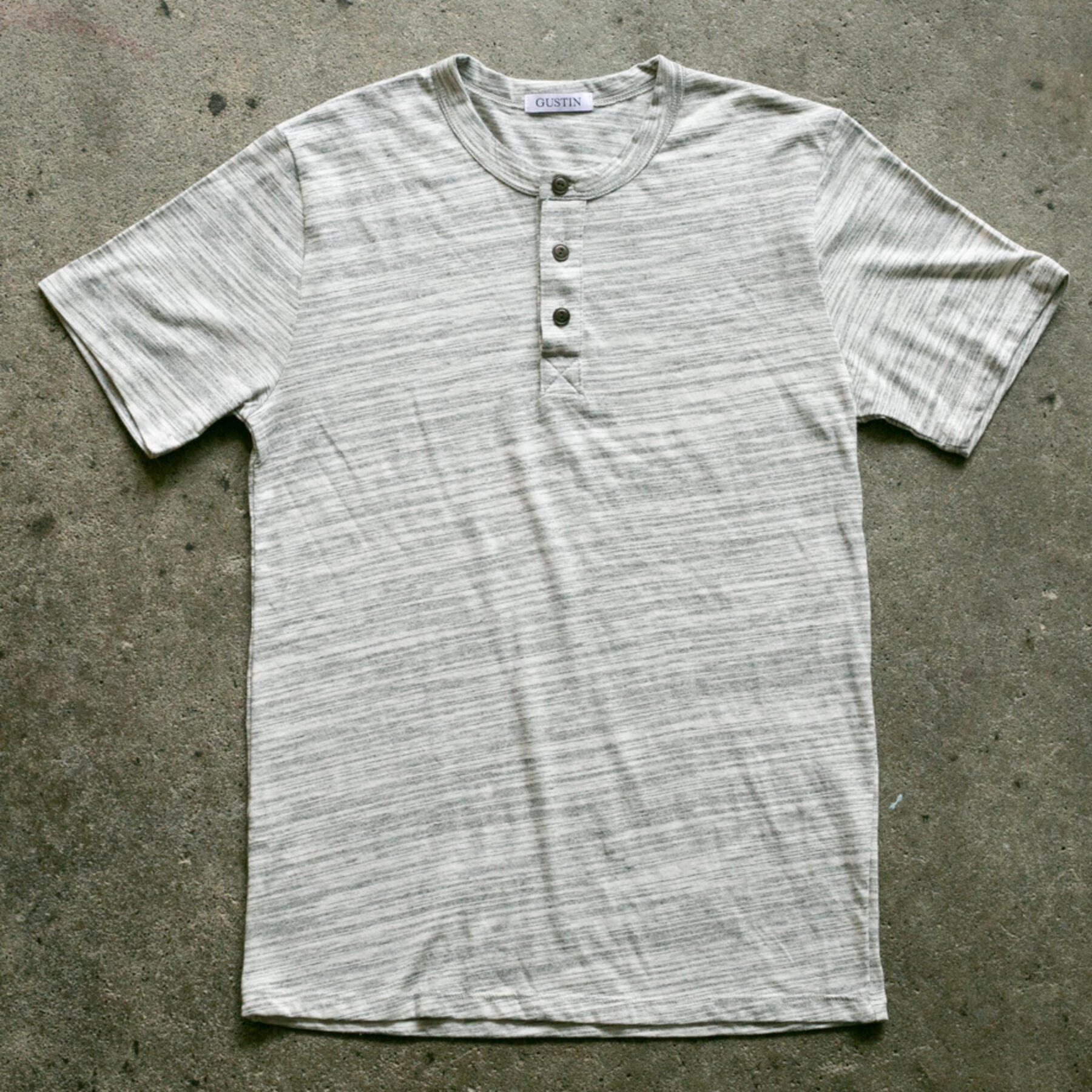 gustin short sleeve henley - mottle stripe