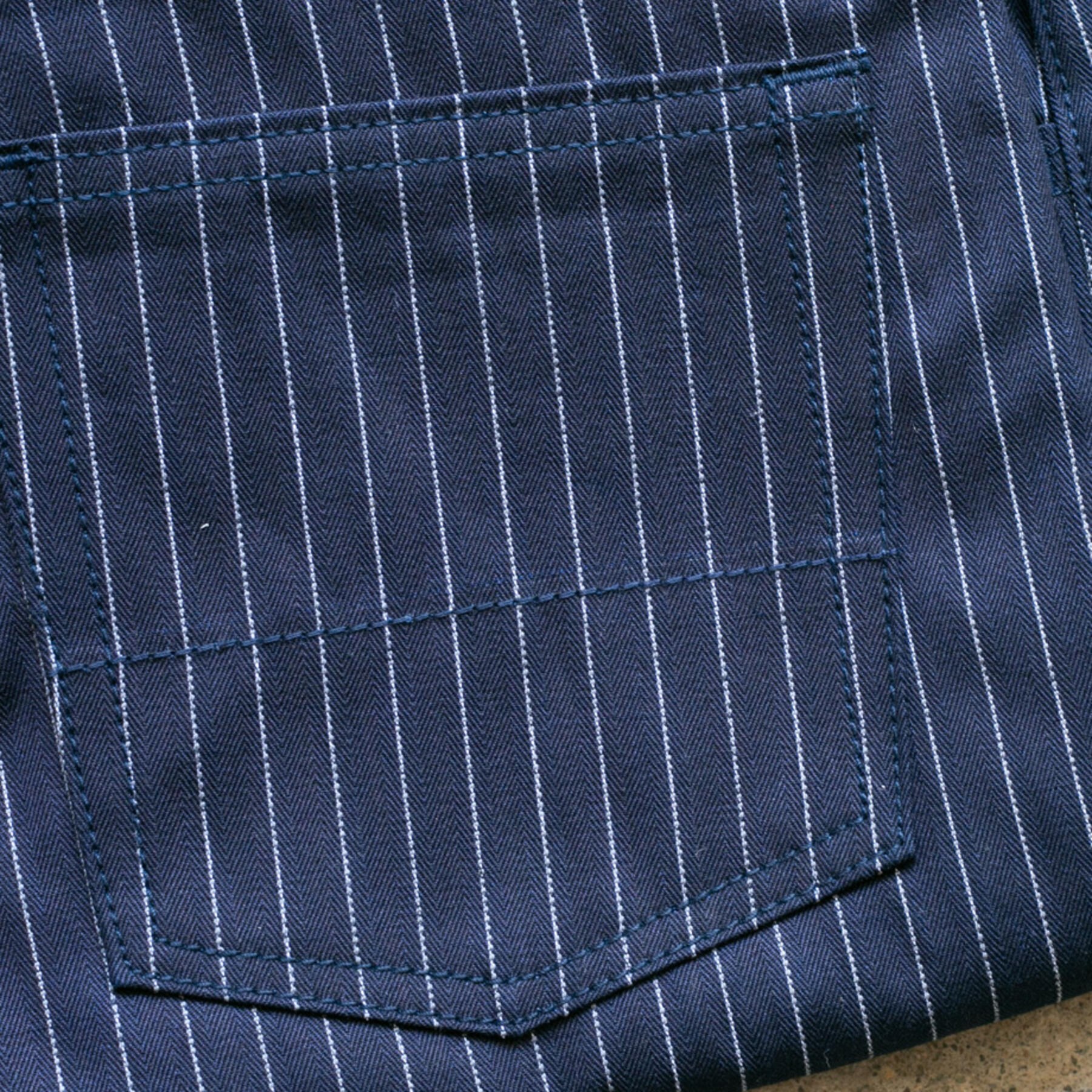 gustin #211 indigoxindigo pinstripe herringbone 5 pocket
