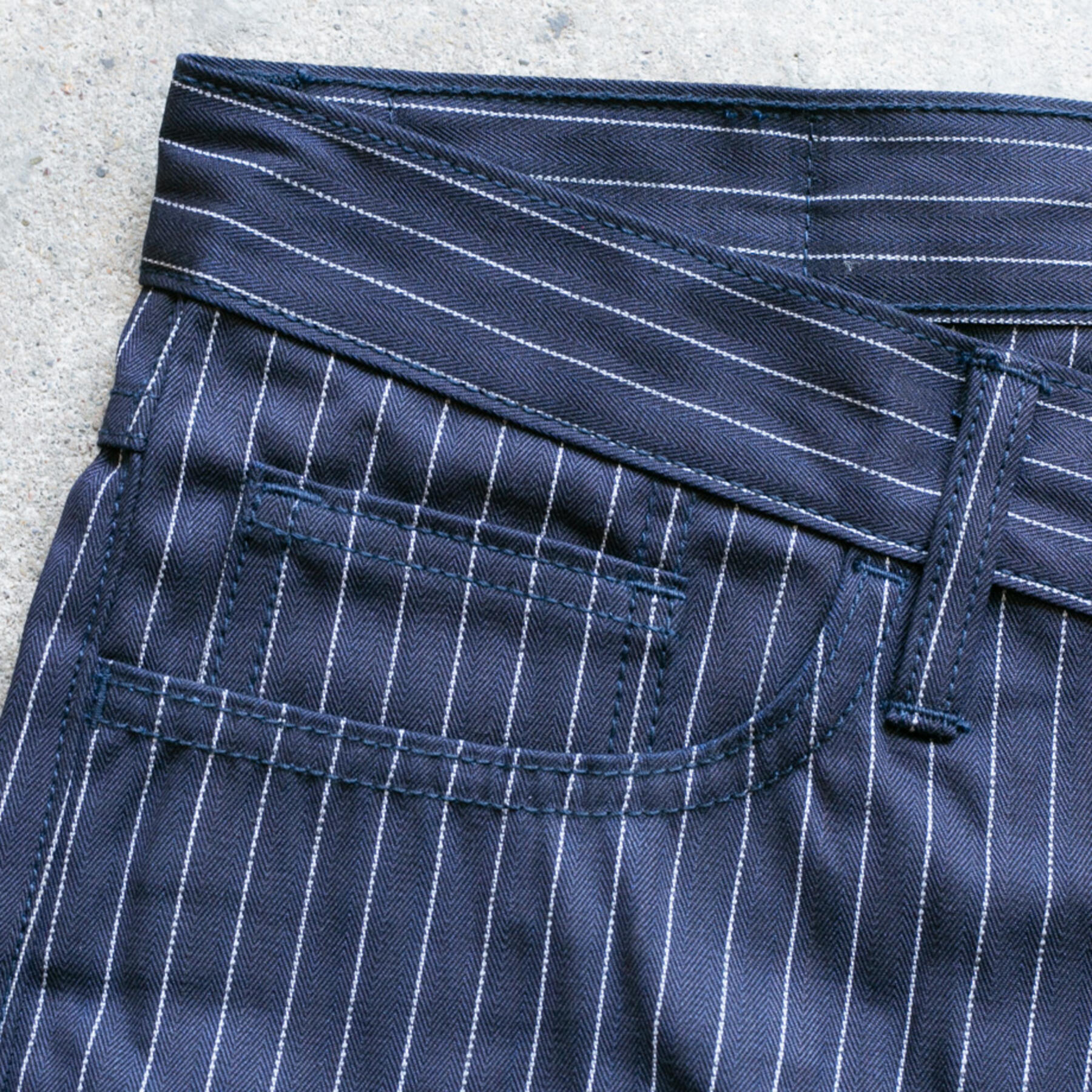 gustin #211 indigoxindigo pinstripe herringbone 5 pocket