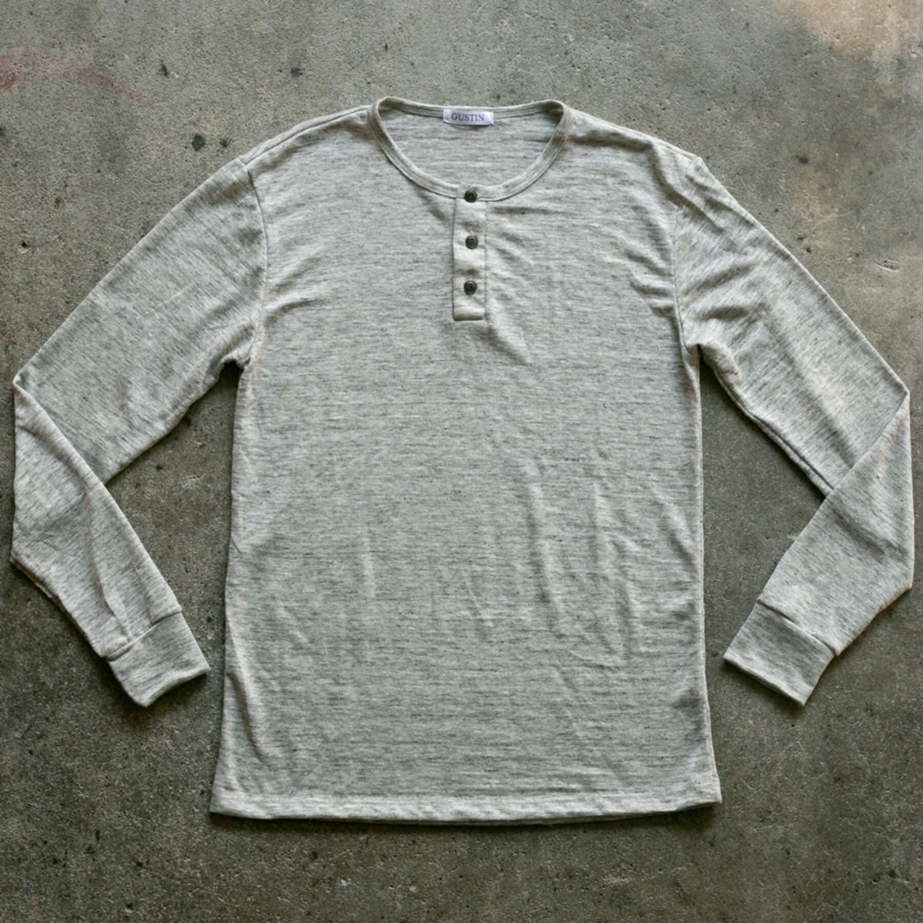 gustin japan pure linen henley - heather oatmeal