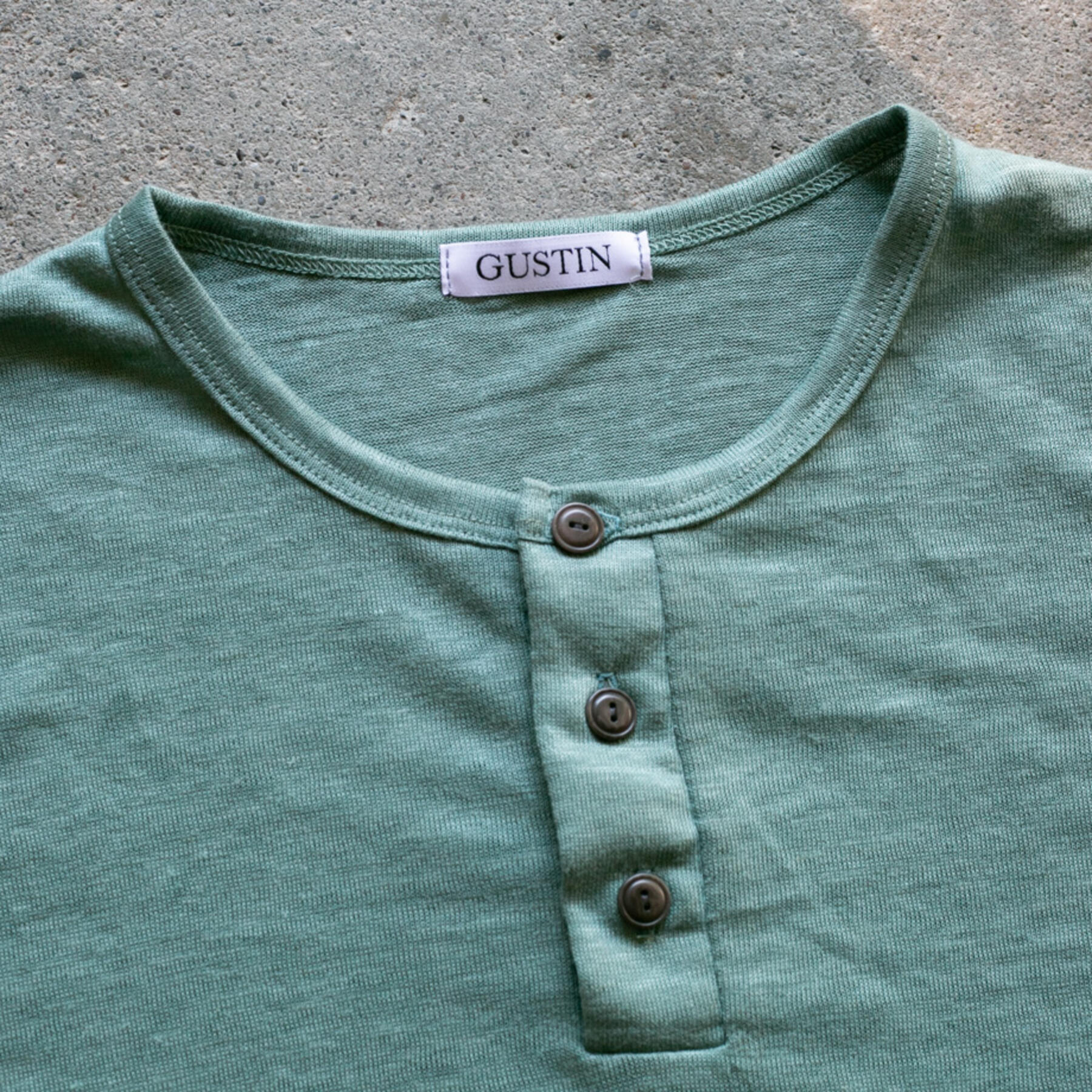 gustin japan pure linen henley - heather teal