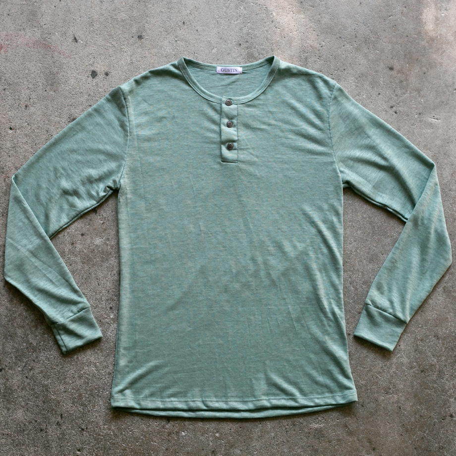 Japan Pure Linen Henley - Heather Teal | Gustin | Henleys