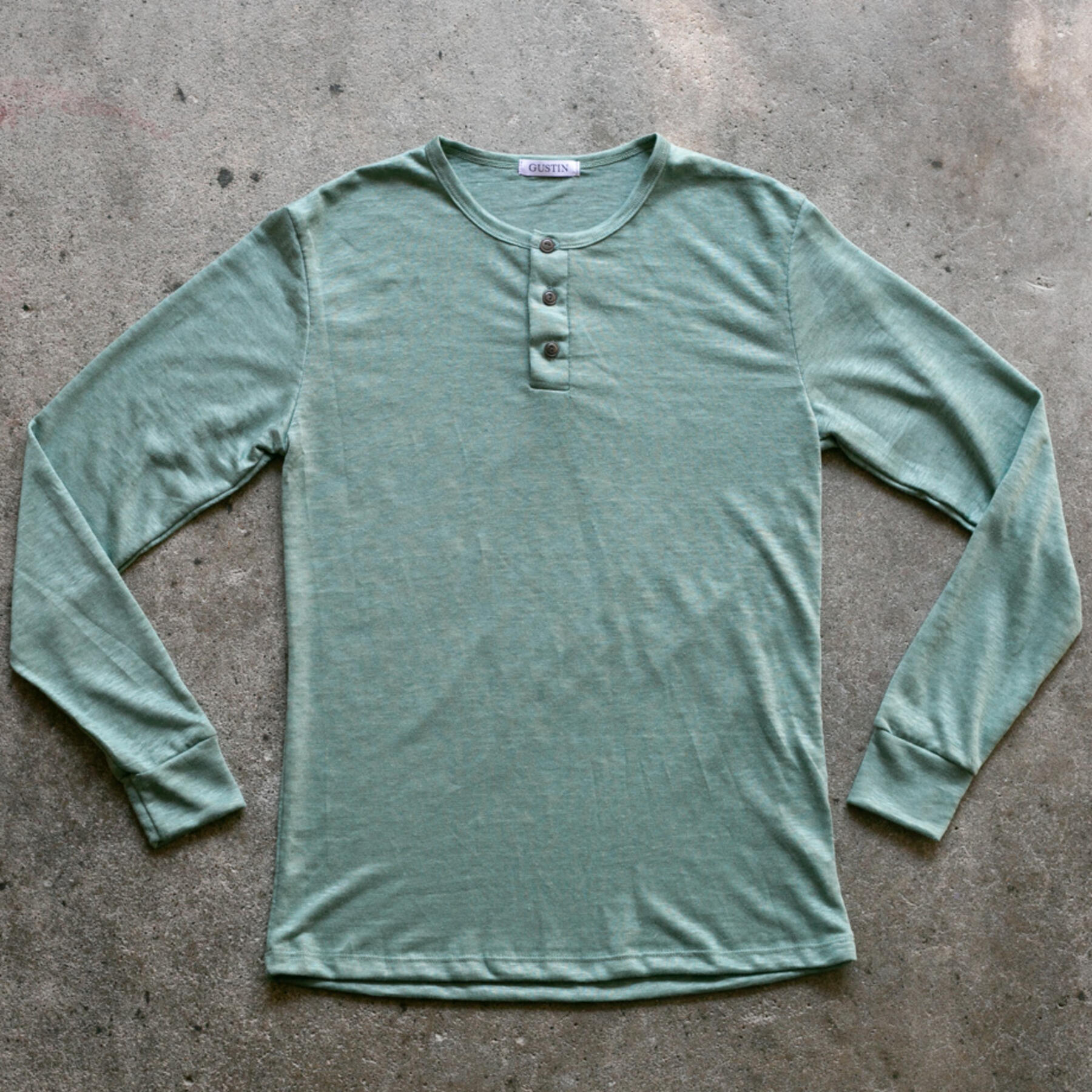 gustin japan pure linen henley - heather teal