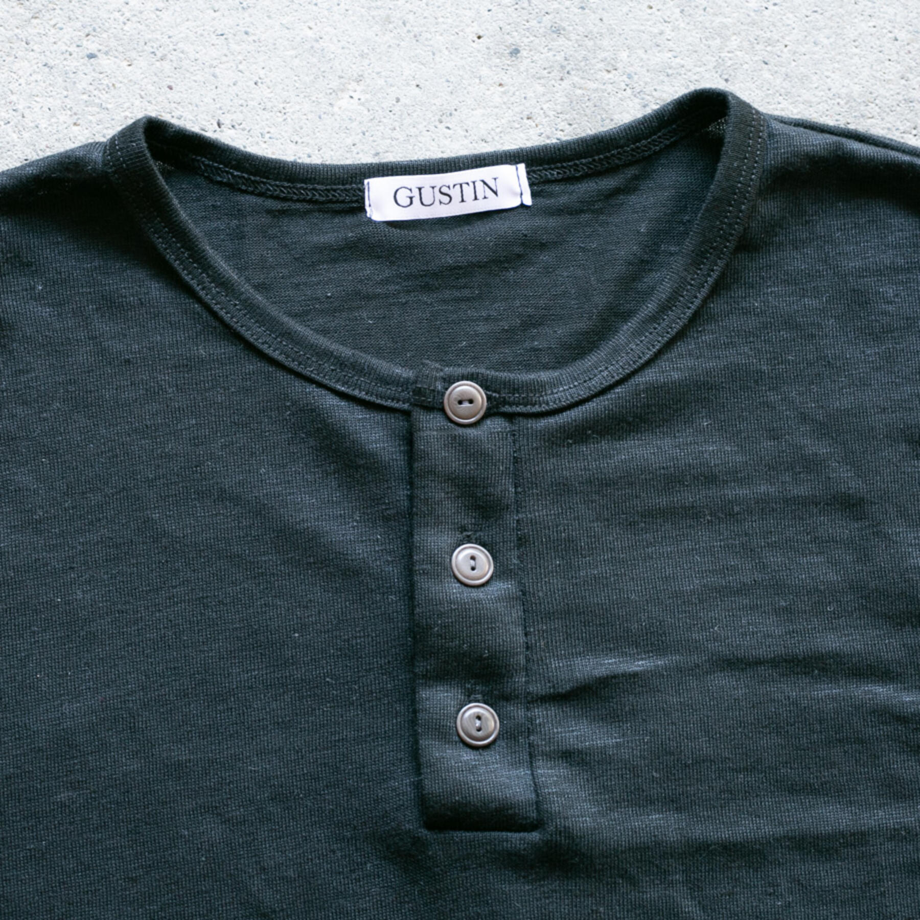 gustin japan pure linen henley - heather black