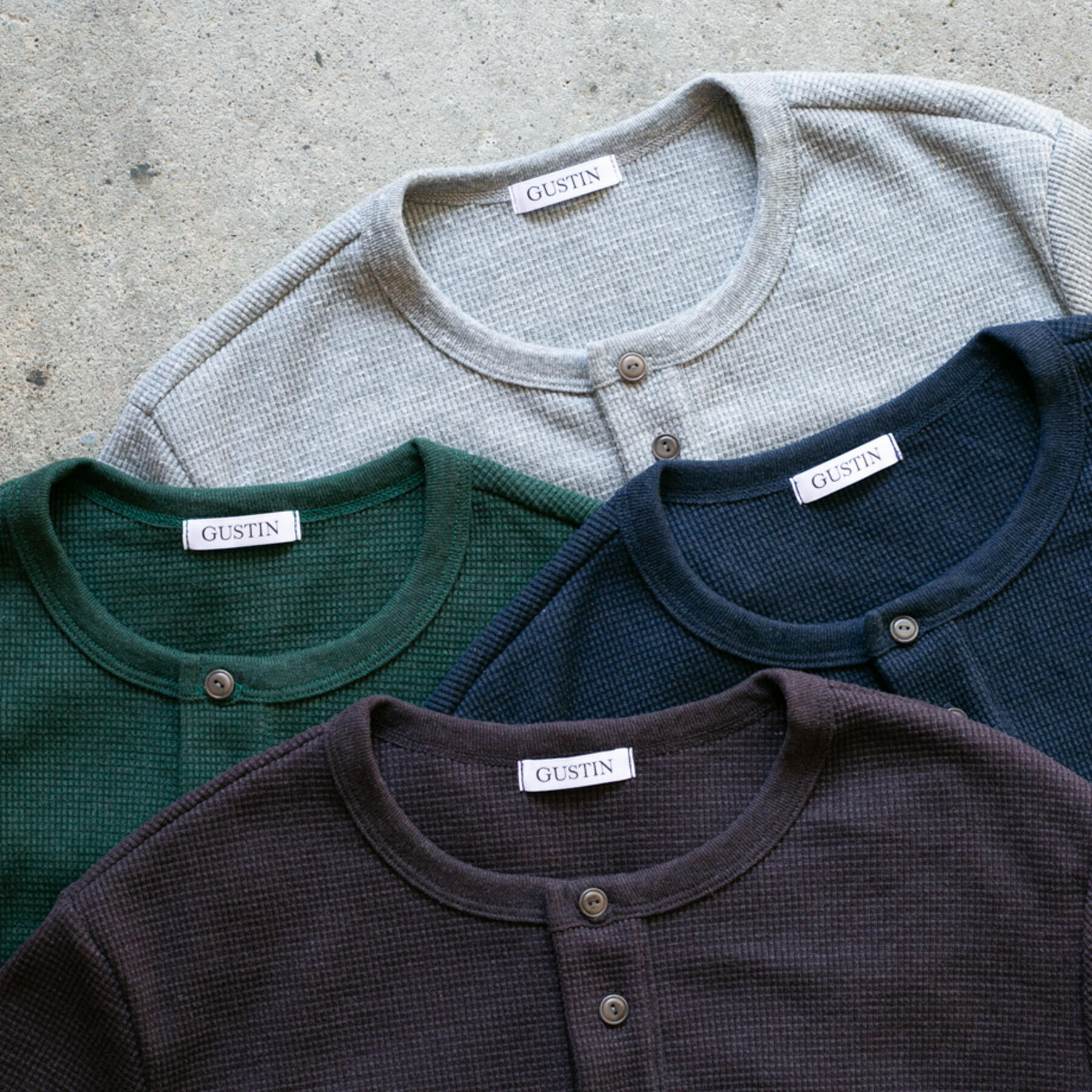 gustin waffle knit short sleeve henley 4 pack