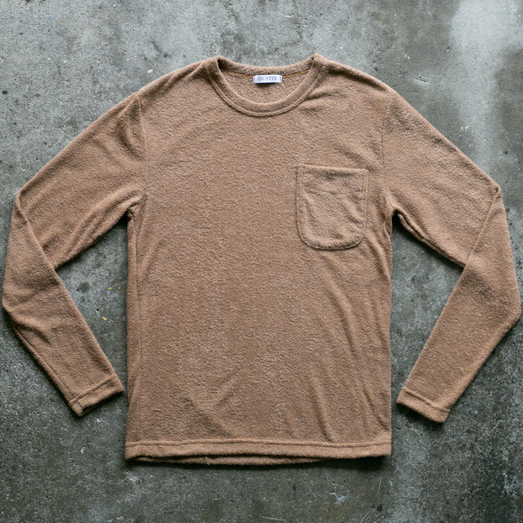 gustin japan terry cloth crewneck - camel