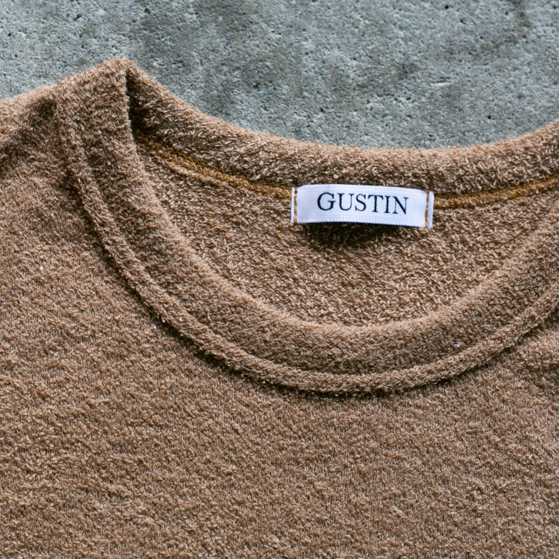 gustin japan terry cloth crewneck - camel